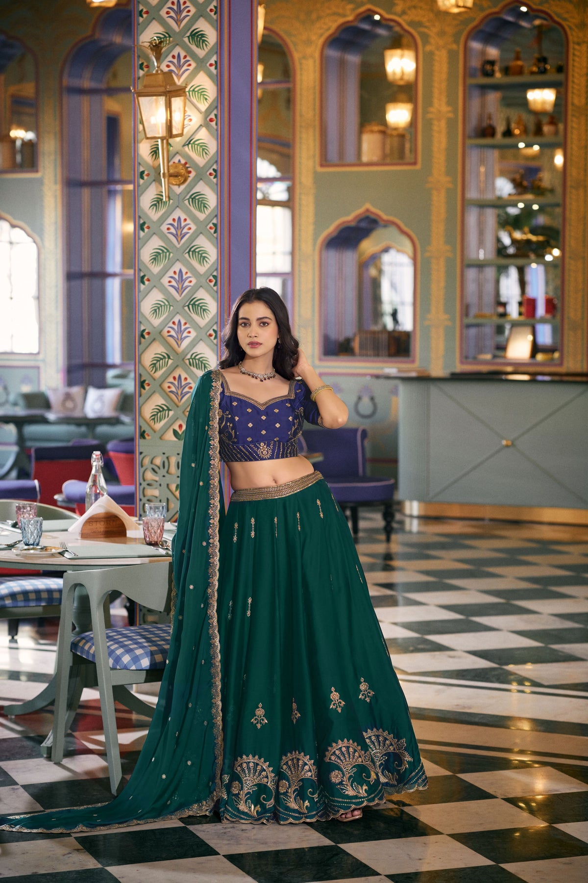 Rangoli Silk Thread Embroidered Lehenga With Dupatta