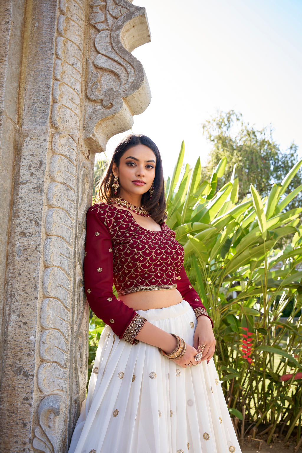 Georgette Thread Embroidered Lehenga With Dupatta