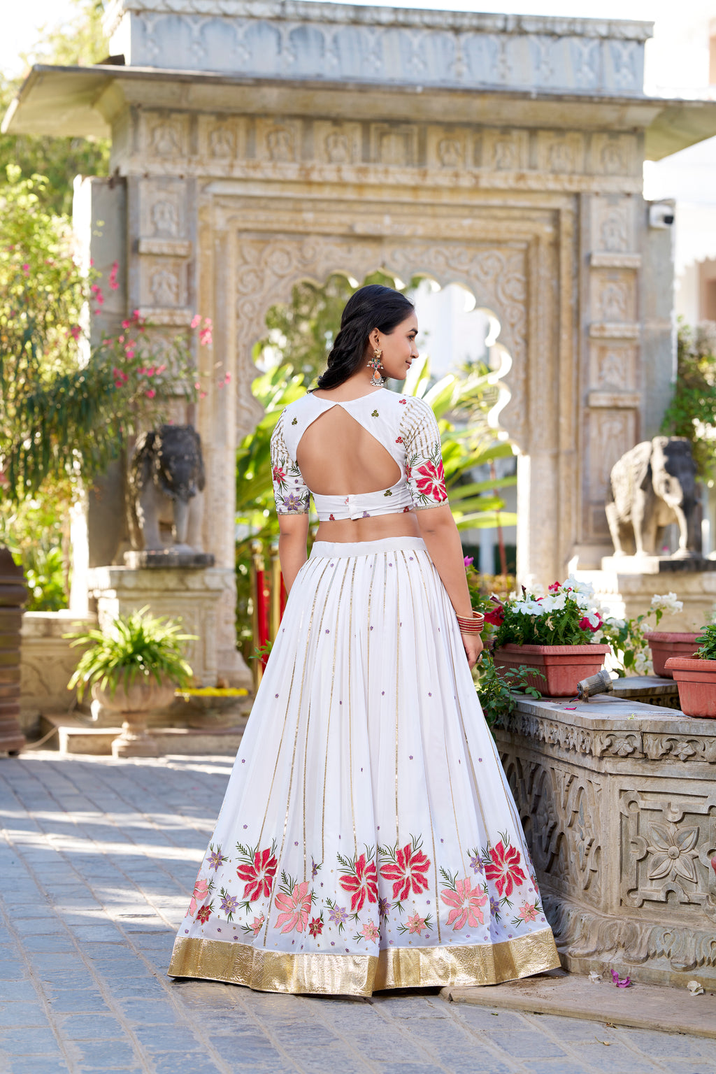 Georgette Thread Embroidered Lehenga With Dupatta