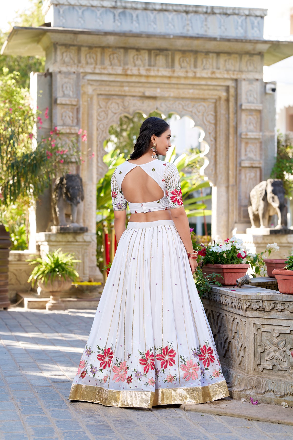 Georgette Thread Embroidered Lehenga With Dupatta