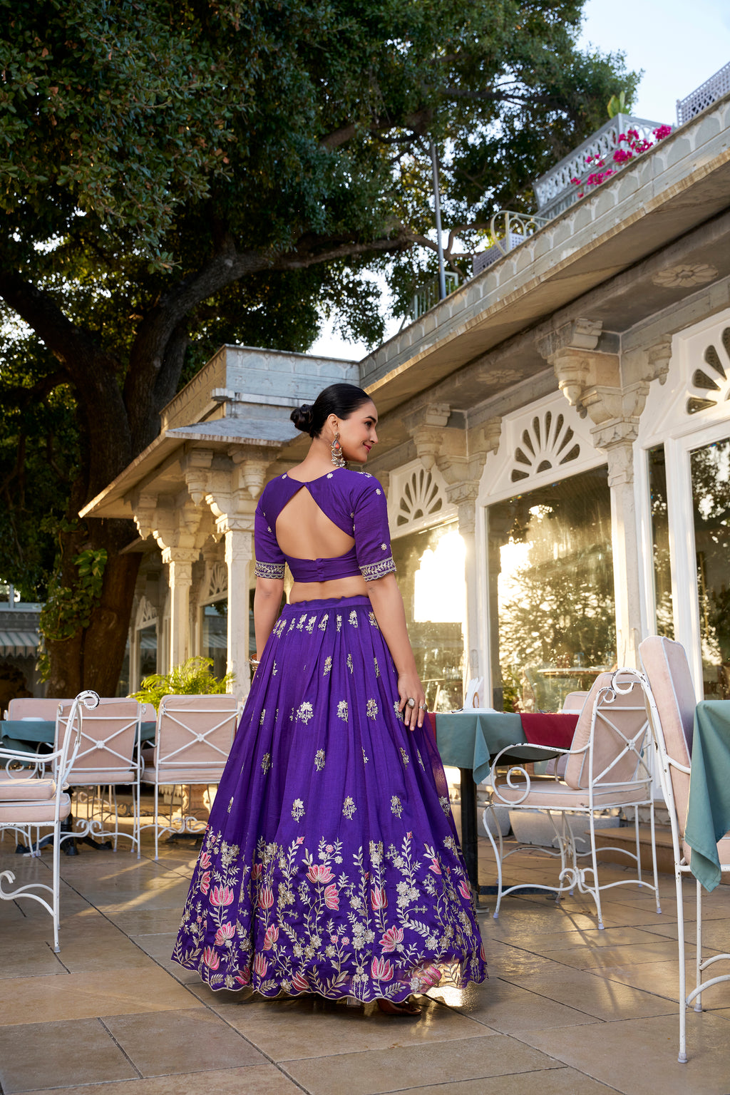 Vichitra Silk Thread Embroidered Lehenga With Dupatta