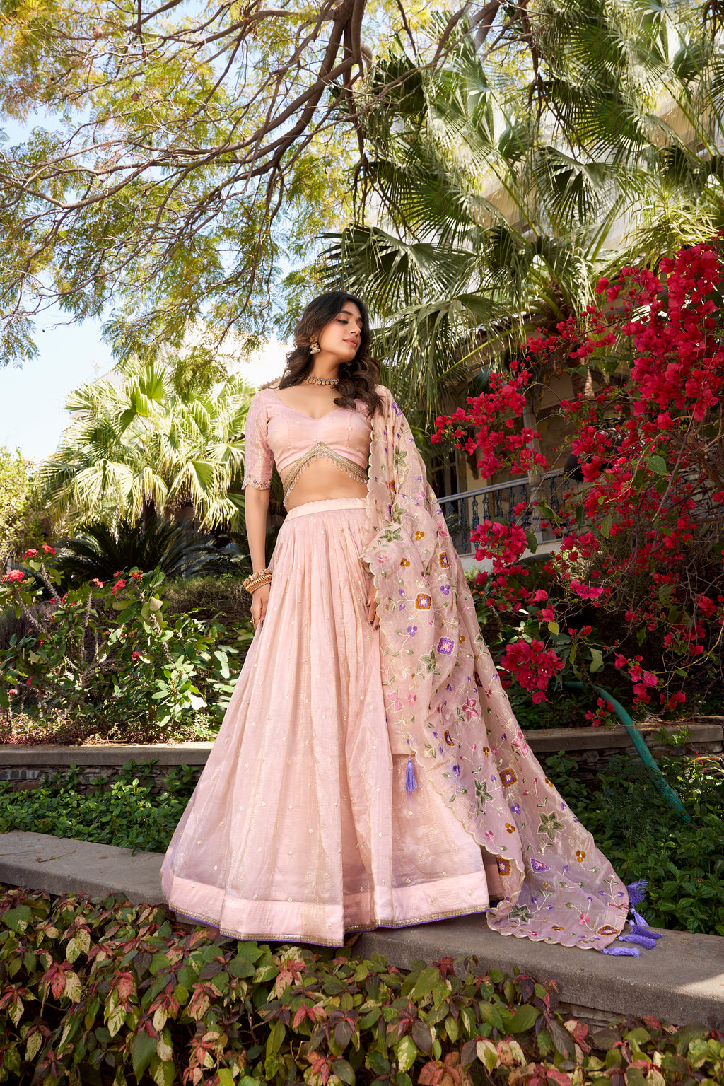 Gold Crush Thread Embroidered Lehenga With Dupatta