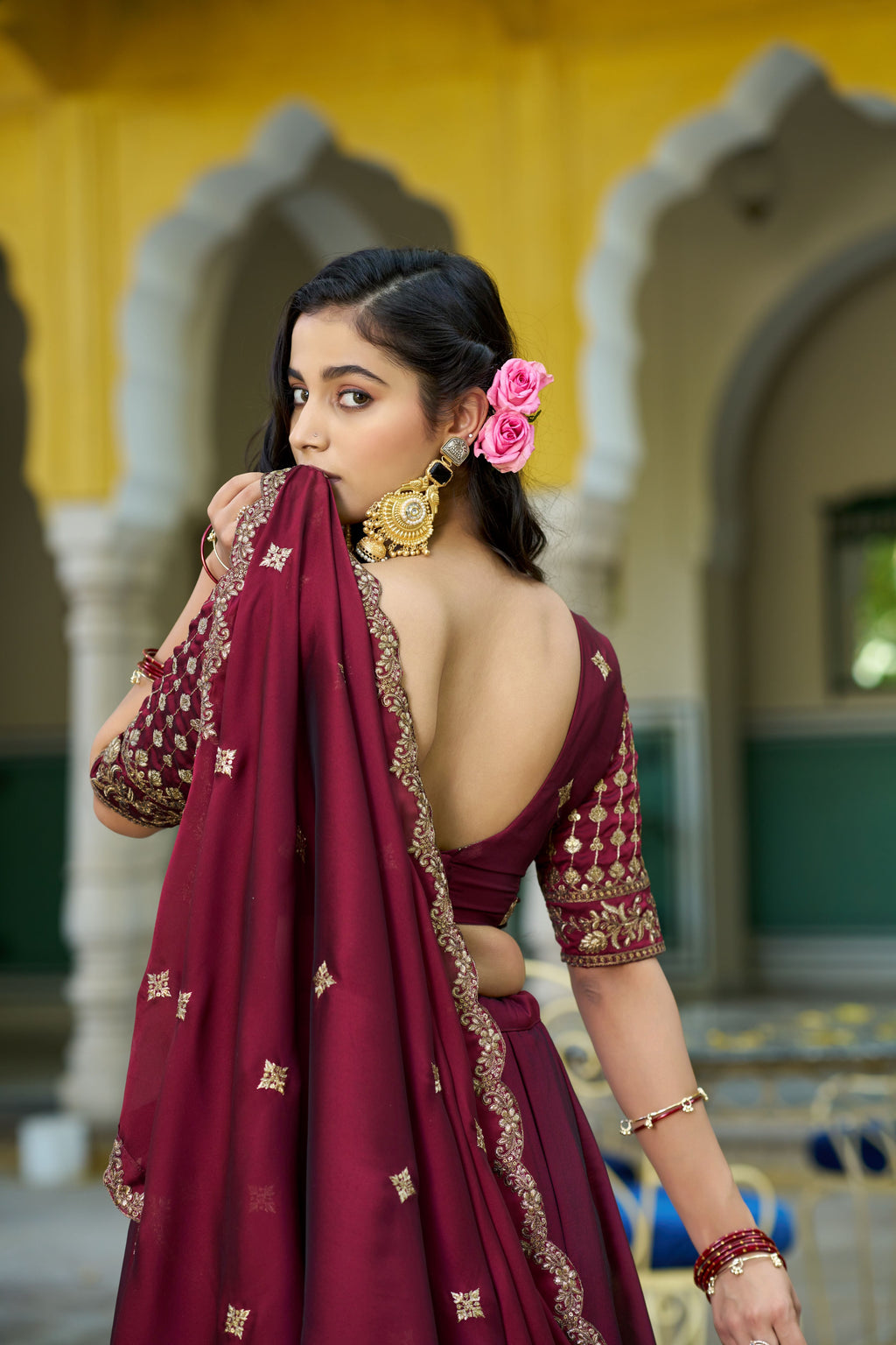 Rangoli Silk Thread Embroidered Lehenga With Dupatta