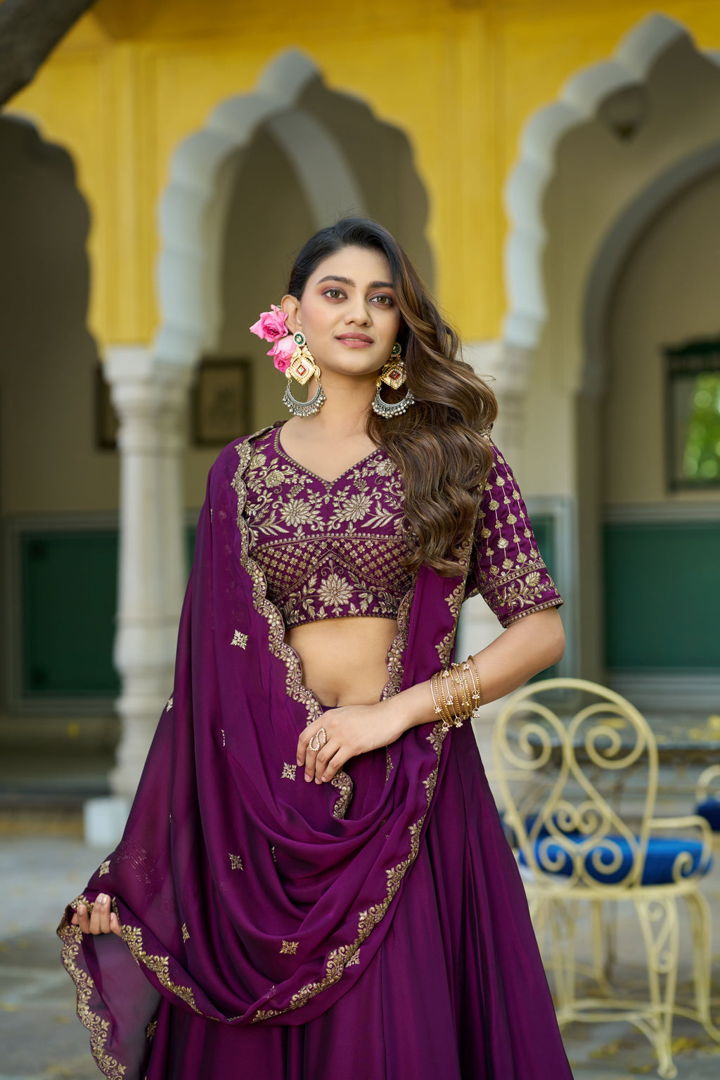 Rangoli Silk Thread Embroidered Lehenga With Dupatta