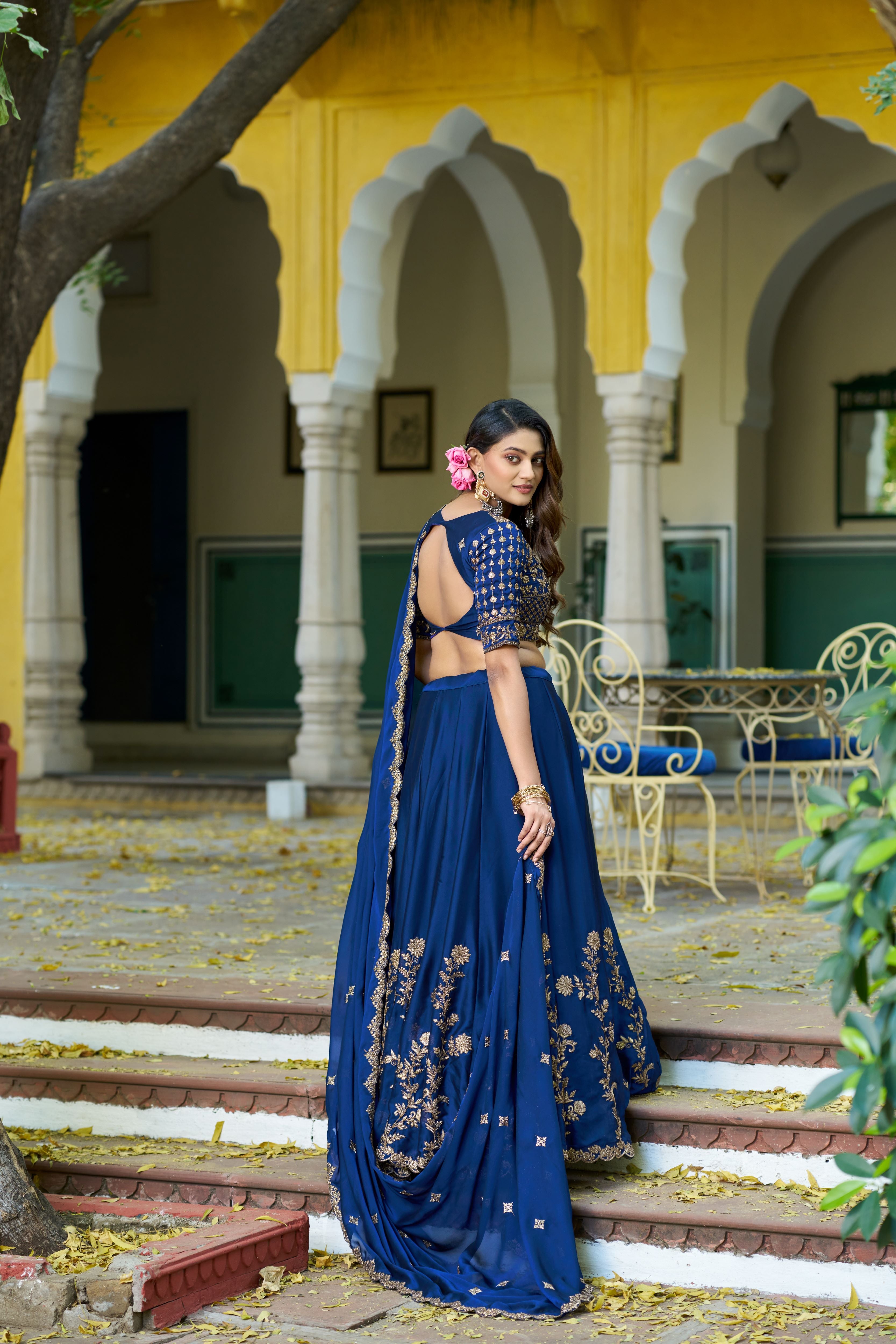 Rangoli Silk Thread Embroidered Lehenga With Dupatta