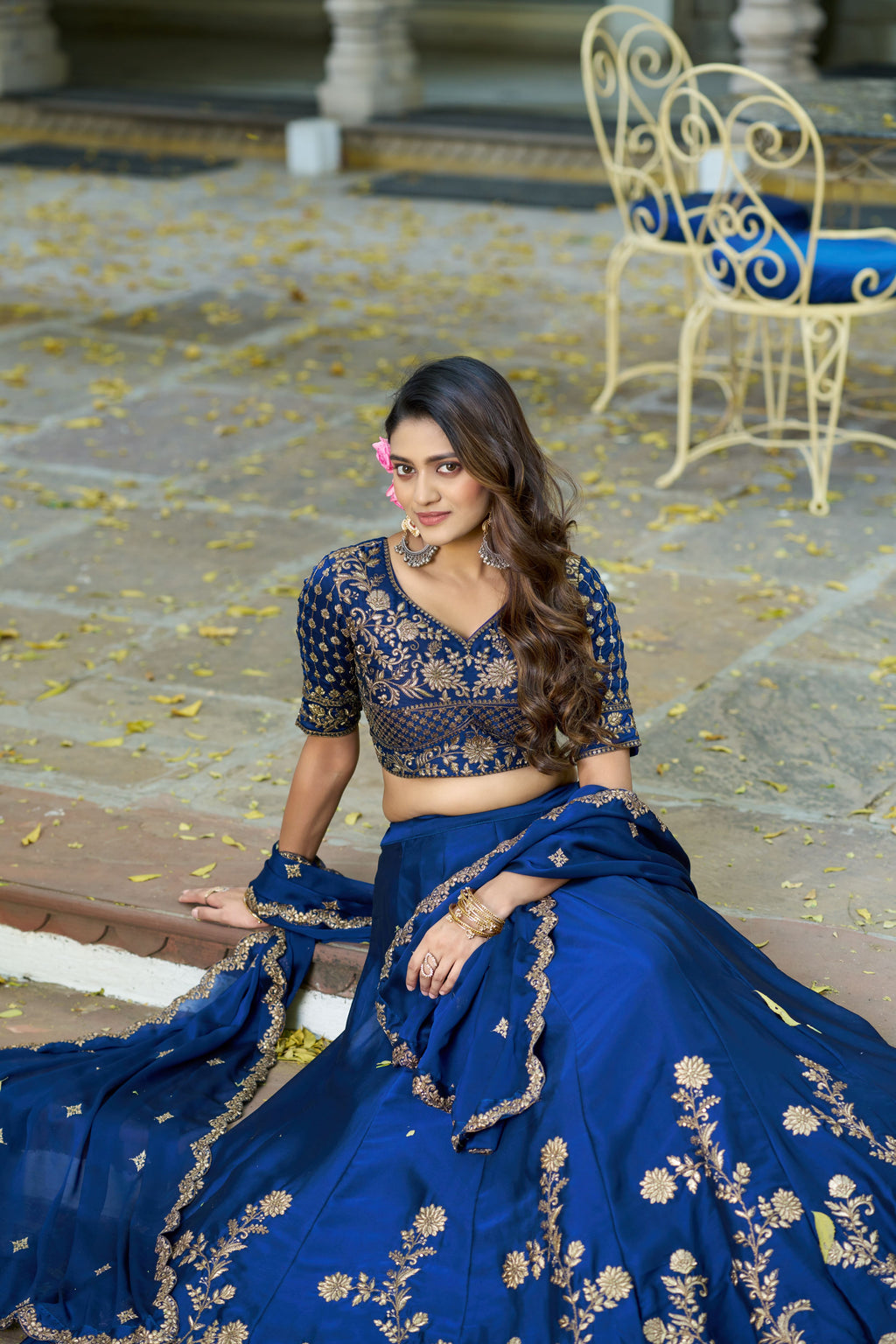 Rangoli Silk Thread Embroidered Lehenga With Dupatta