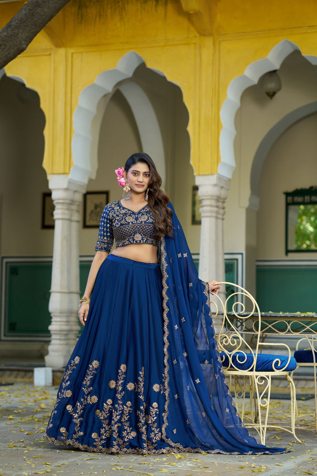 Rangoli Silk Thread Embroidered Lehenga With Dupatta