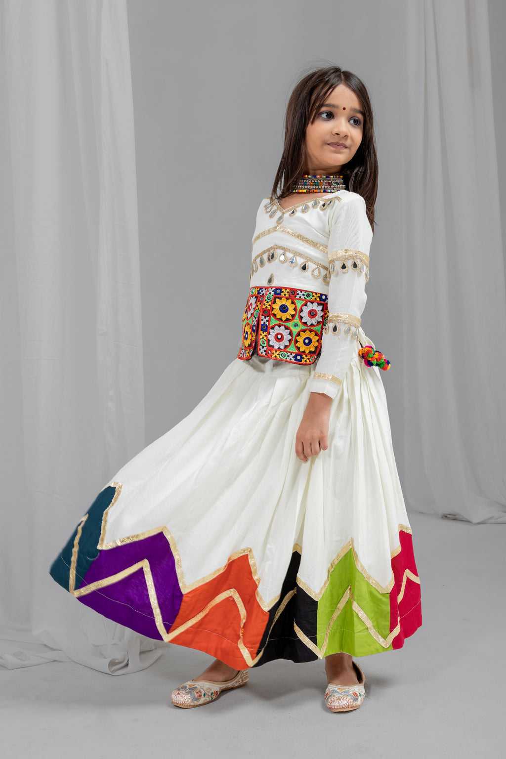 Rayon Cotton Kids Navratri Lehenga With Blouse