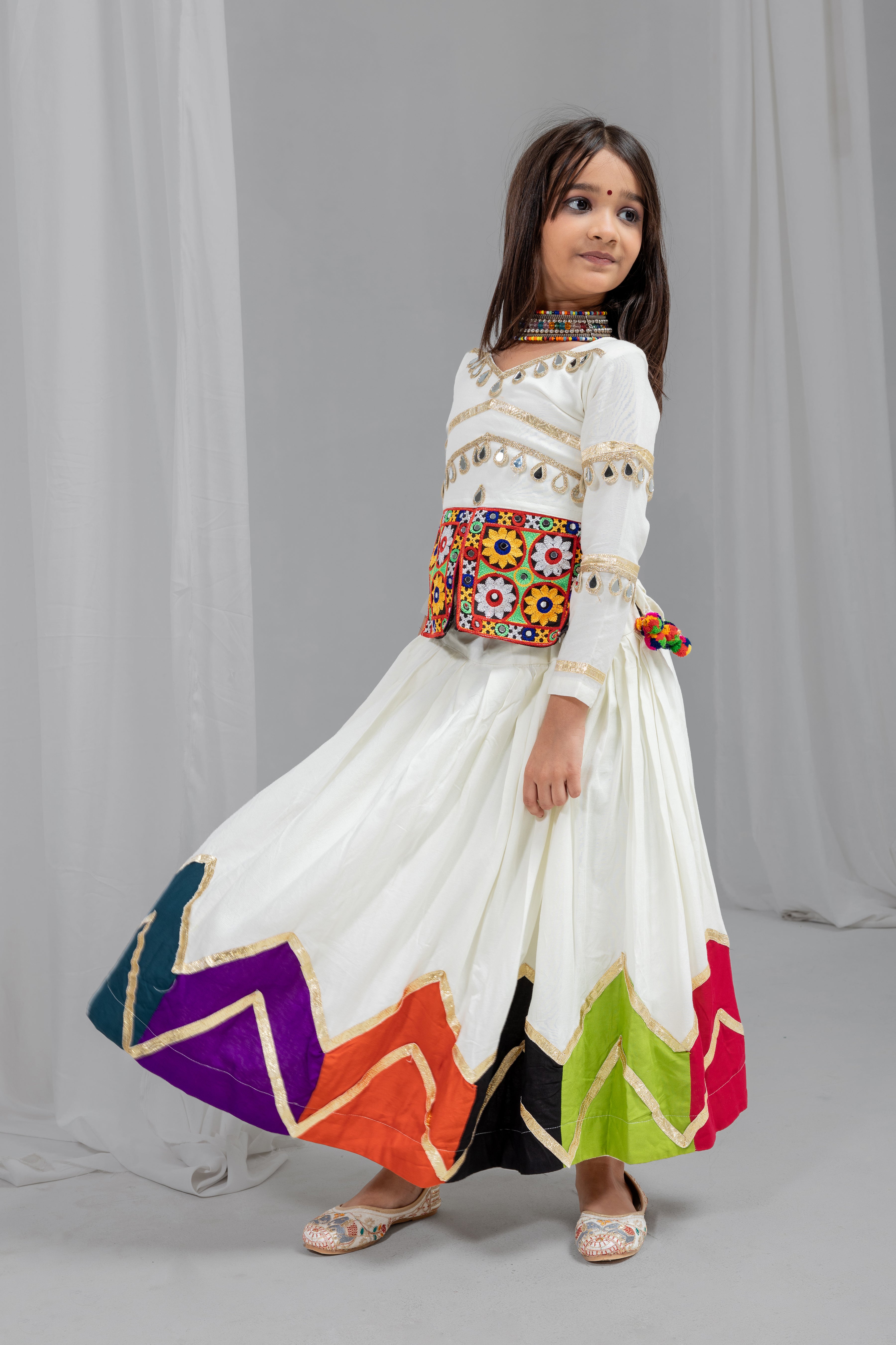 Rayon Cotton Kids Navratri Lehenga With Blouse