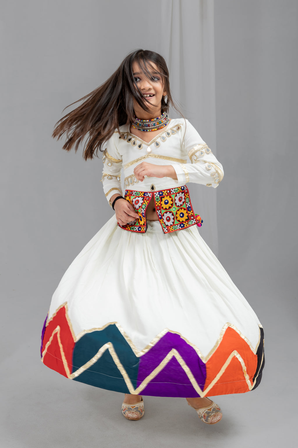 Rayon Cotton Kids Navratri Lehenga With Blouse