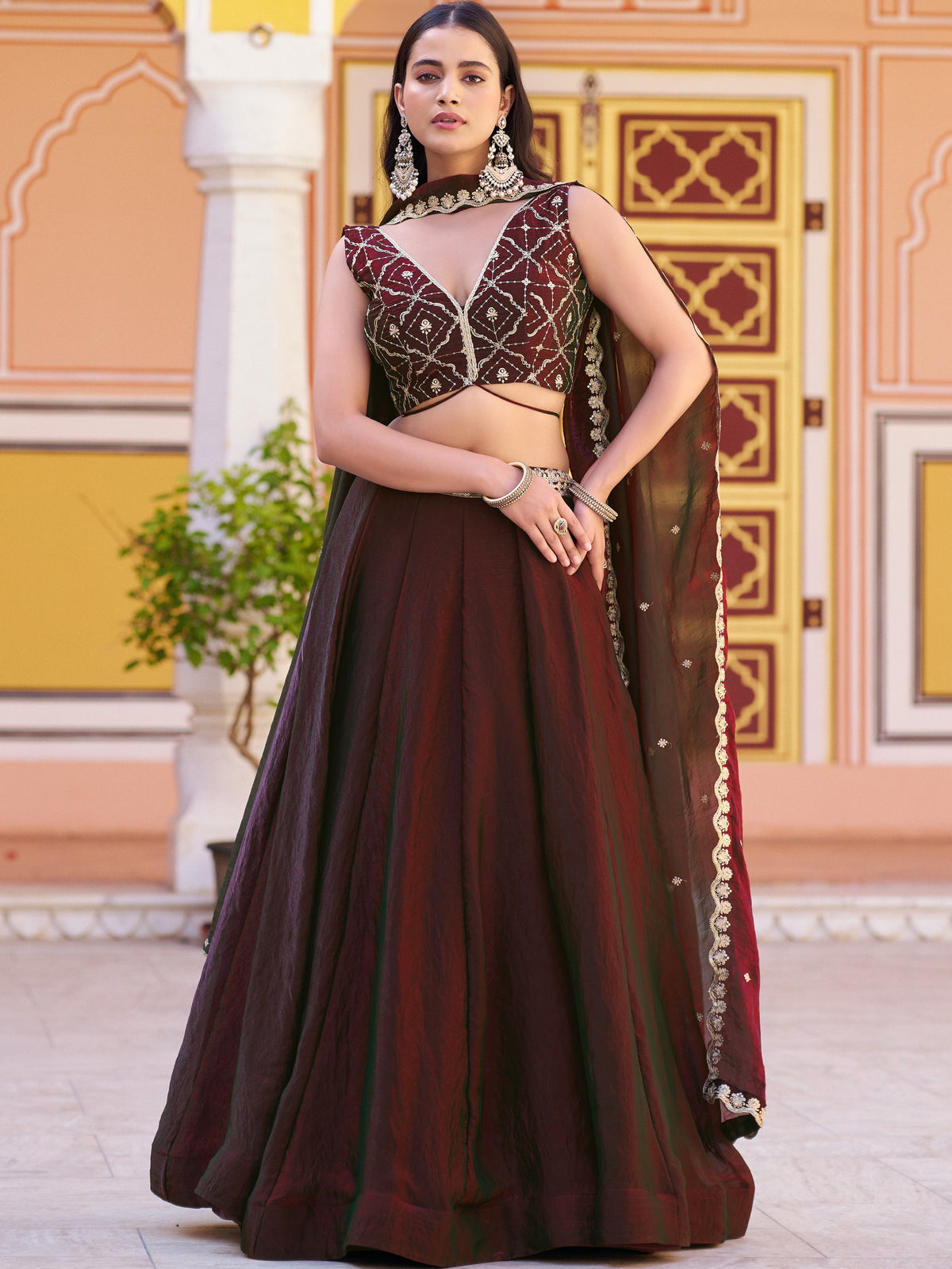 Fendy Thread Embroidered Lehenga With Dupatta