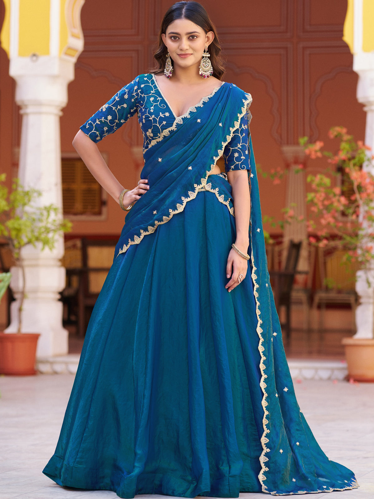 Fendy Thread Embroidered Lehenga With Dupatta