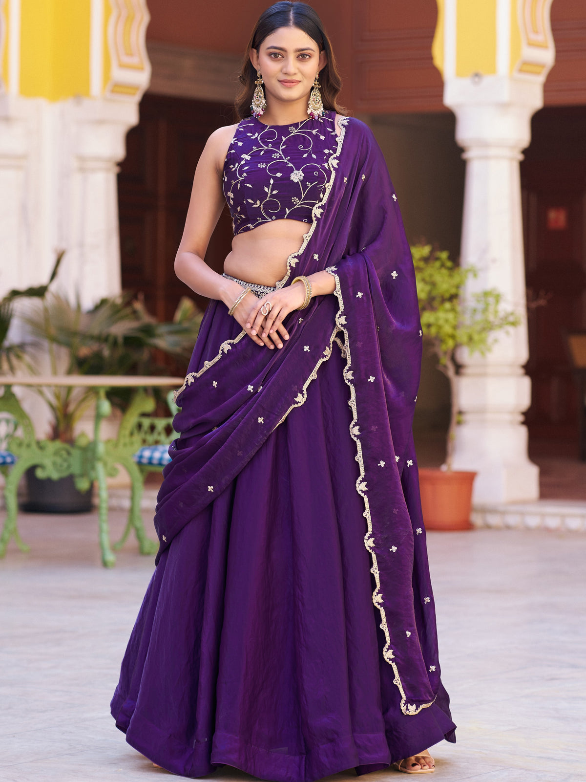 Fendy Thread Embroidered Lehenga With Dupatta