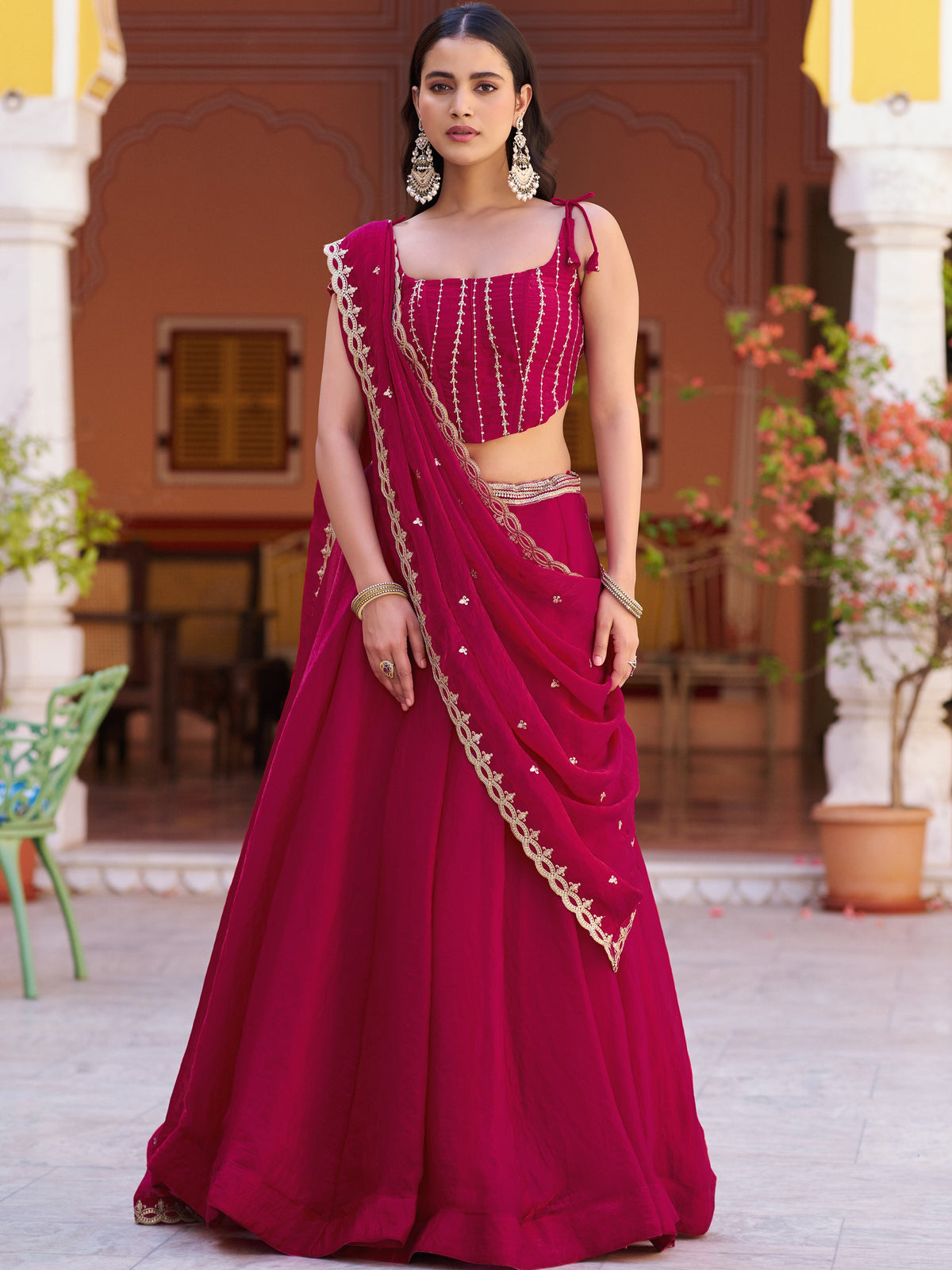Fendy Thread Embroidered Lehenga With Dupatta