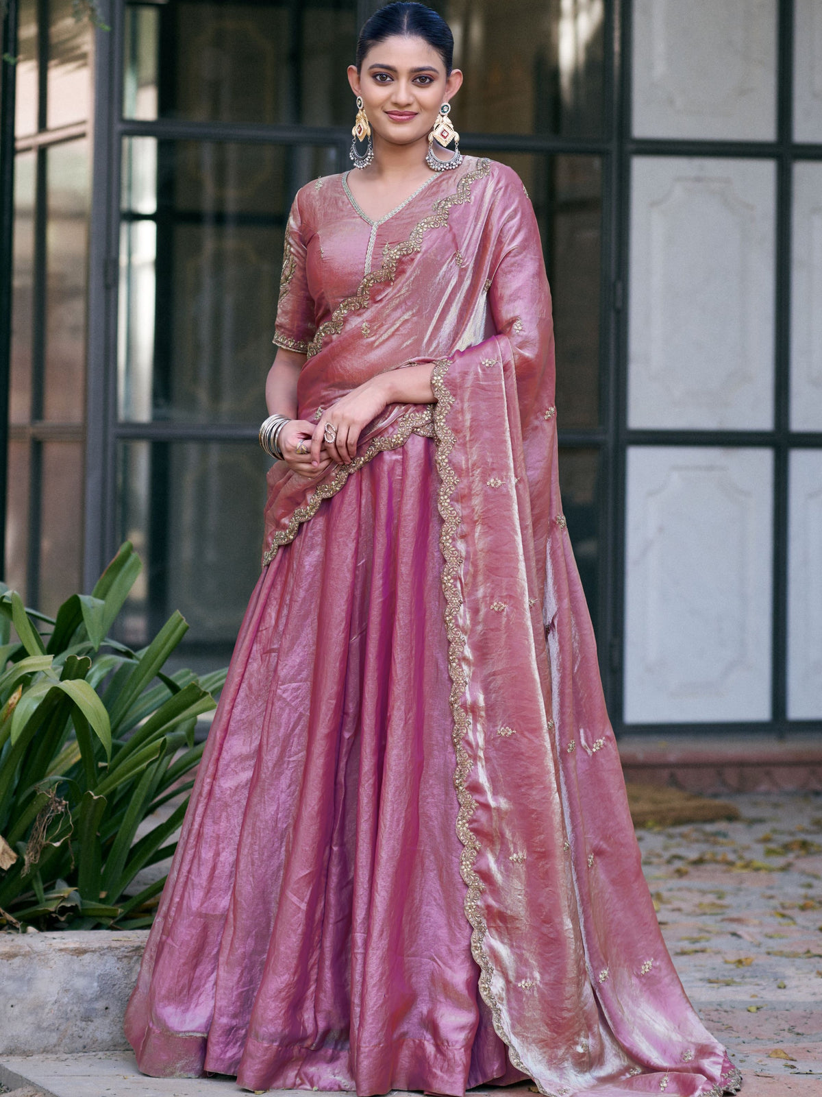 Fendy Silk Thread Embroidered Lehenga With Dupatta