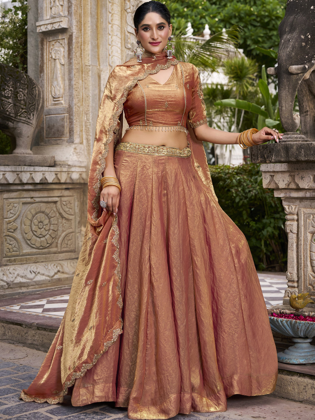 Fendy Silk Thread Embroidered Lehenga With Dupatta
