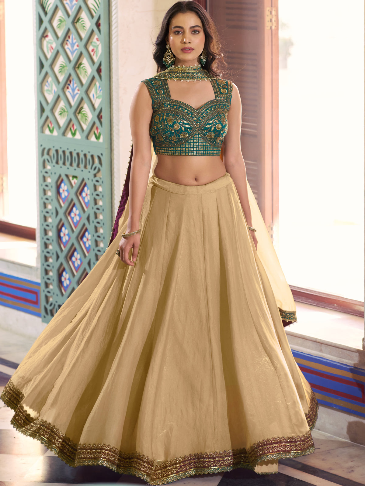 Fendy Silk Thread Embroidered Lehenga With Dupatta