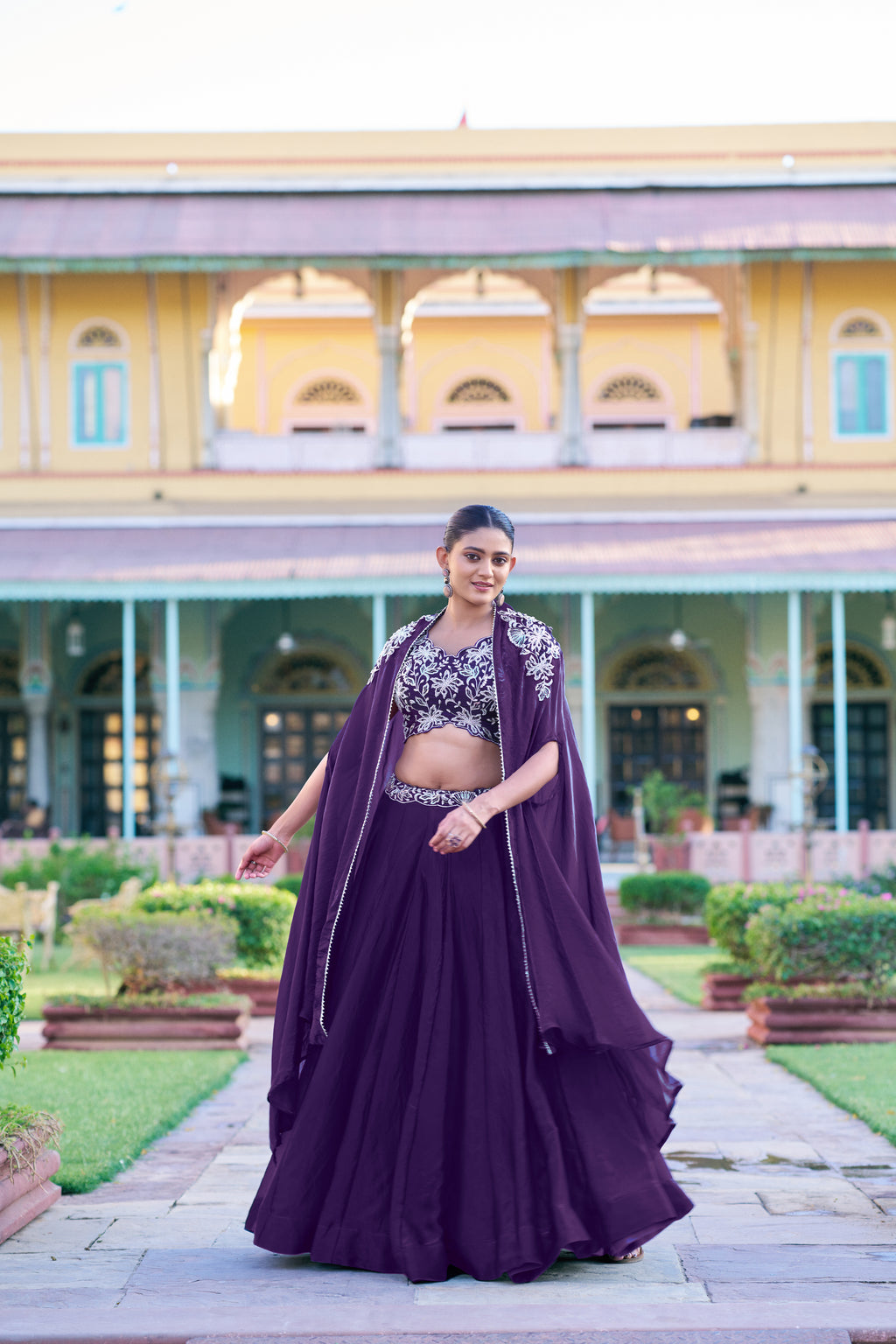 Fendi Silk Thread Embroidered Lehenga With Shrug