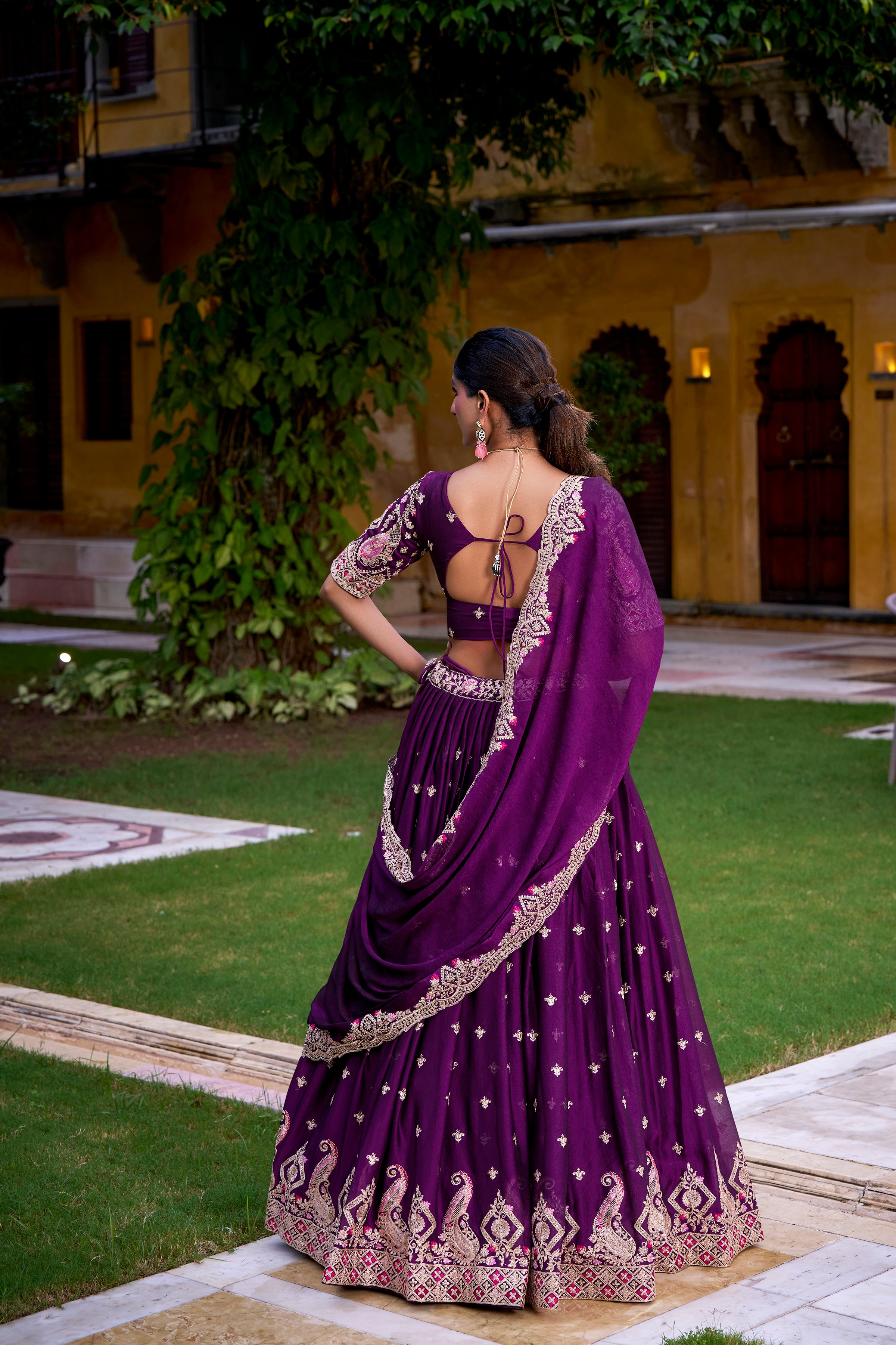 Rangoli Crush Thread Embroidered Lehenga With Dupatta