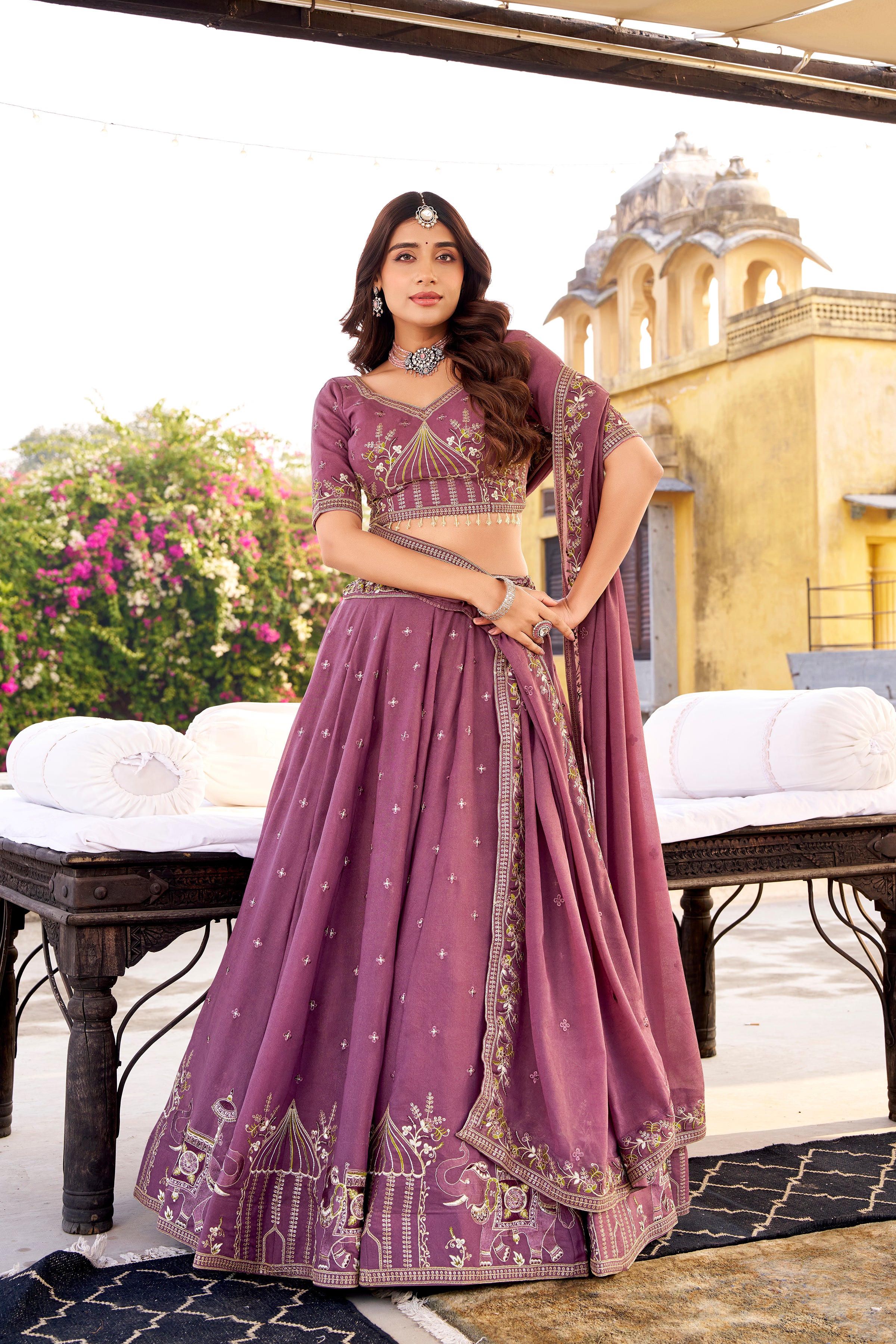 Chocolate Crush Thread Embroidered Lehenga With Dupatta