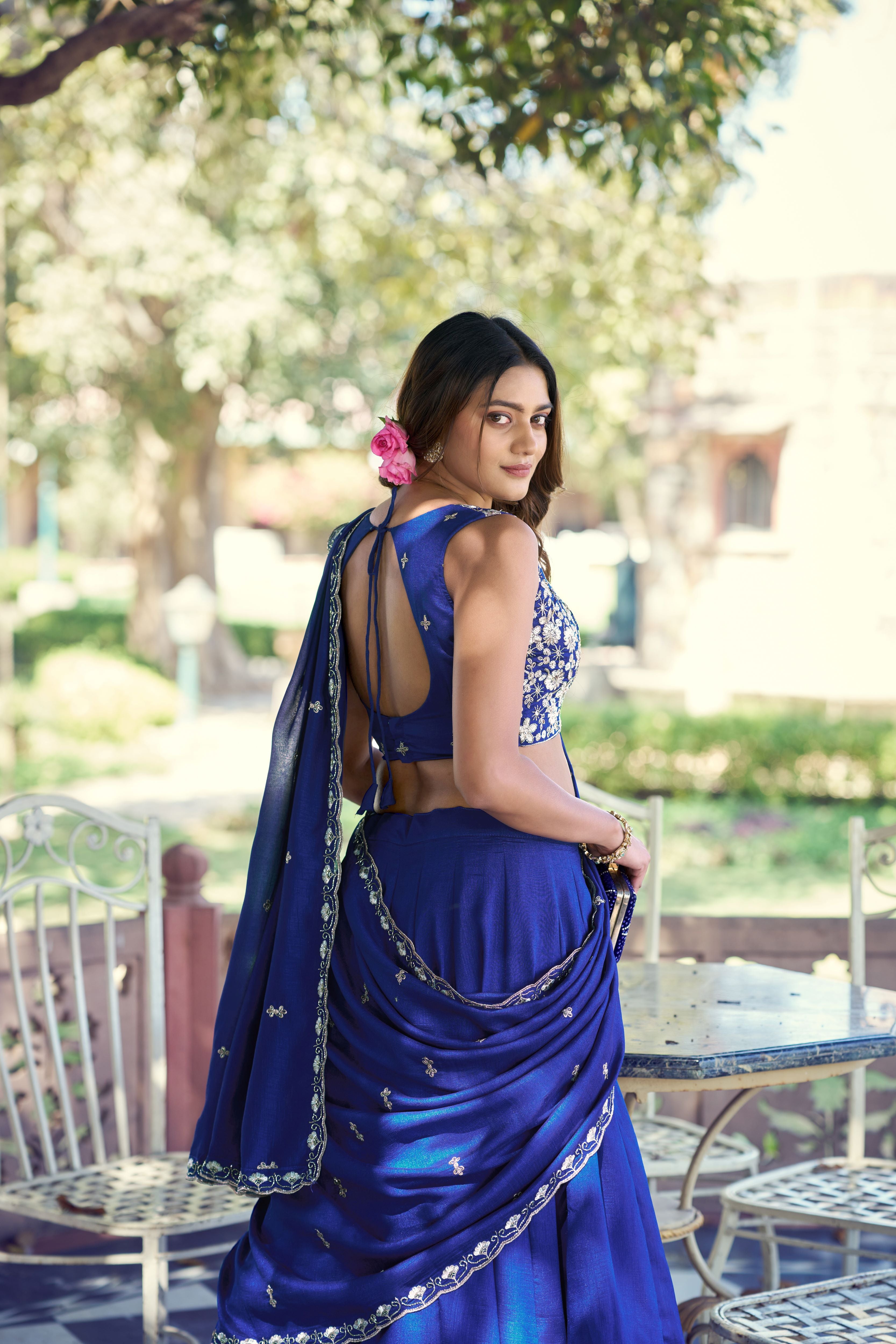 Kashmiri Thread Embroidered Lehenga With Dupatta