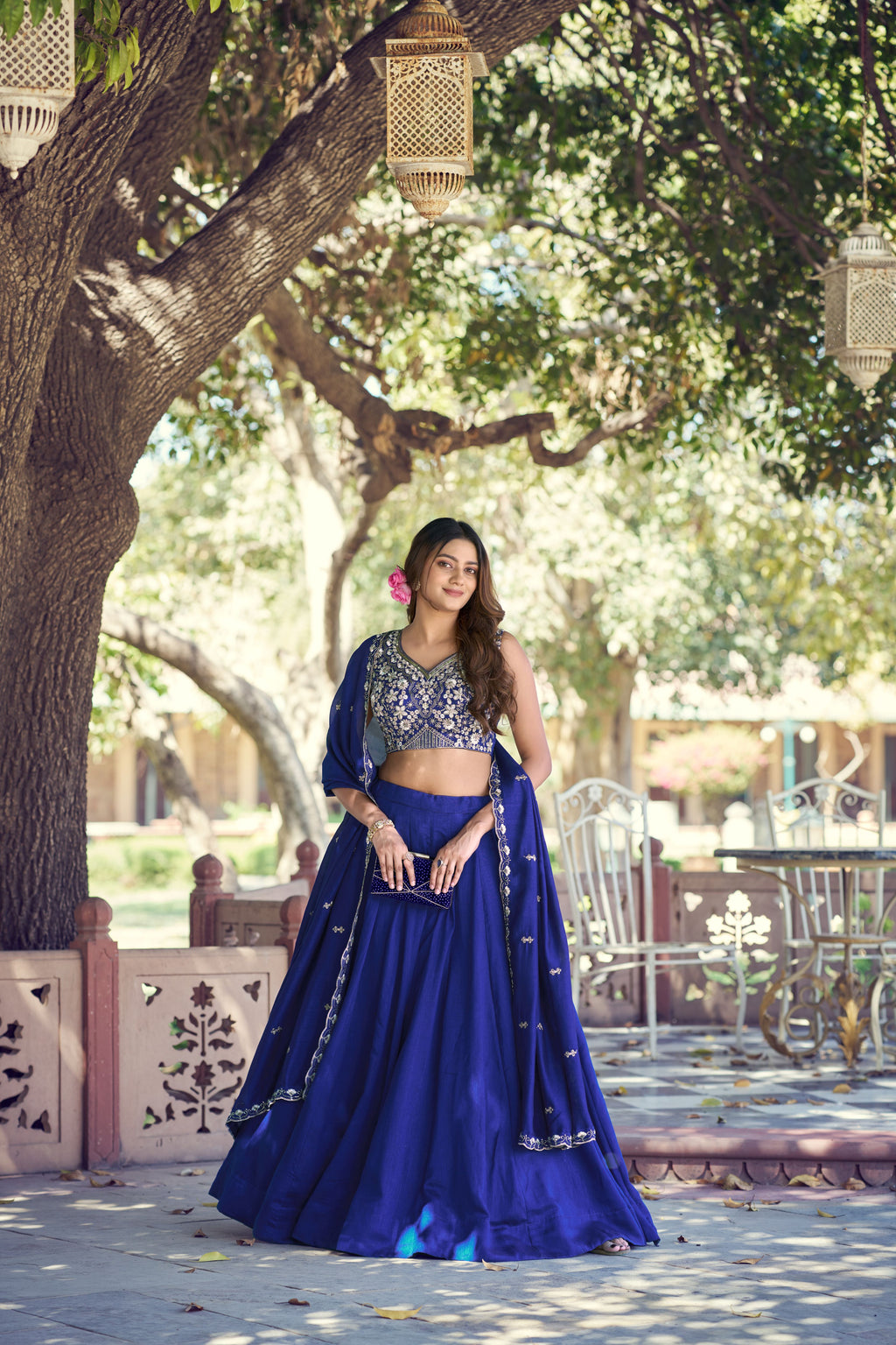 Kashmiri Thread Embroidered Lehenga With Dupatta