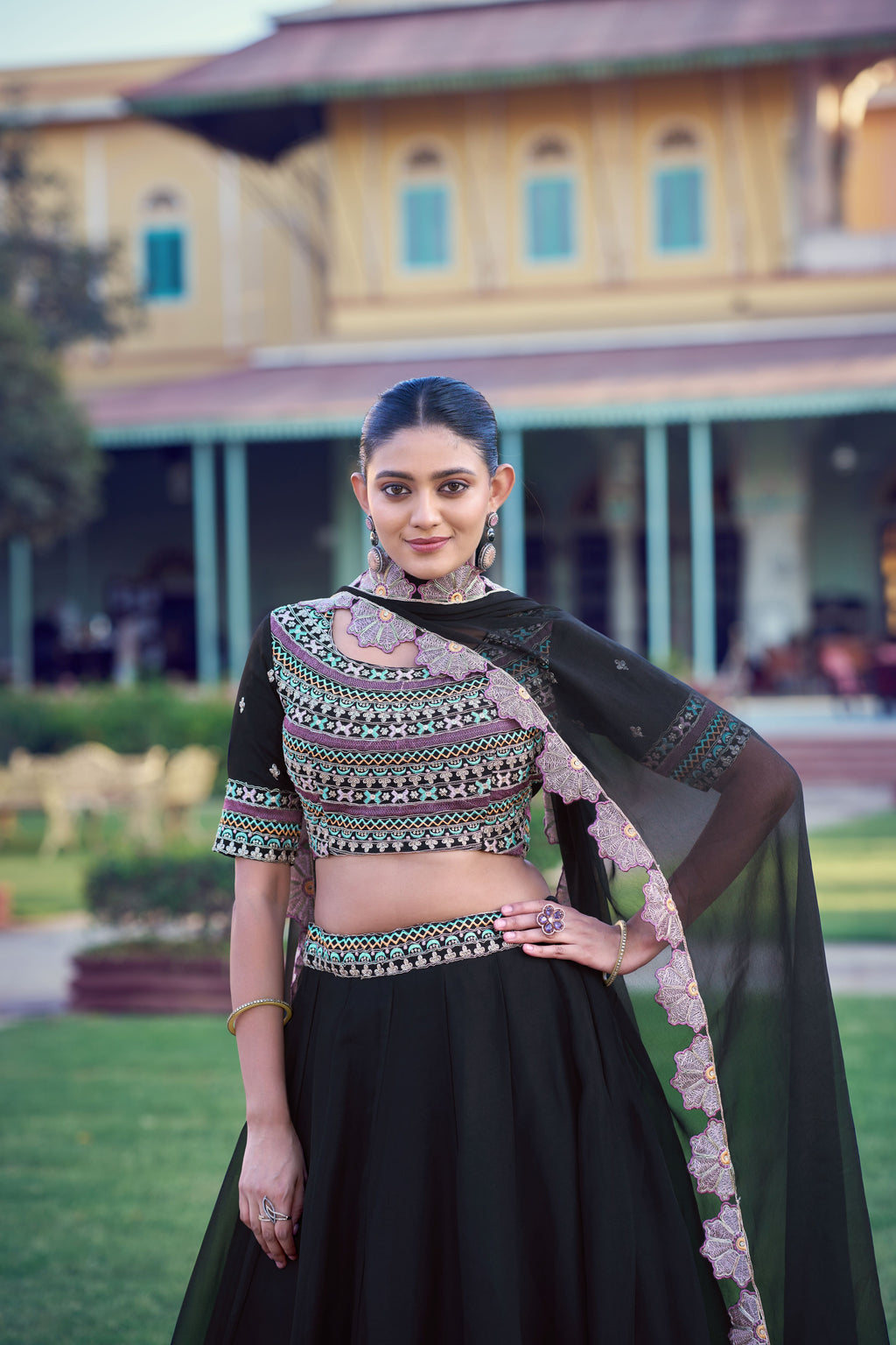 Georgette Thread Embroidery Lehenga With Dupatta