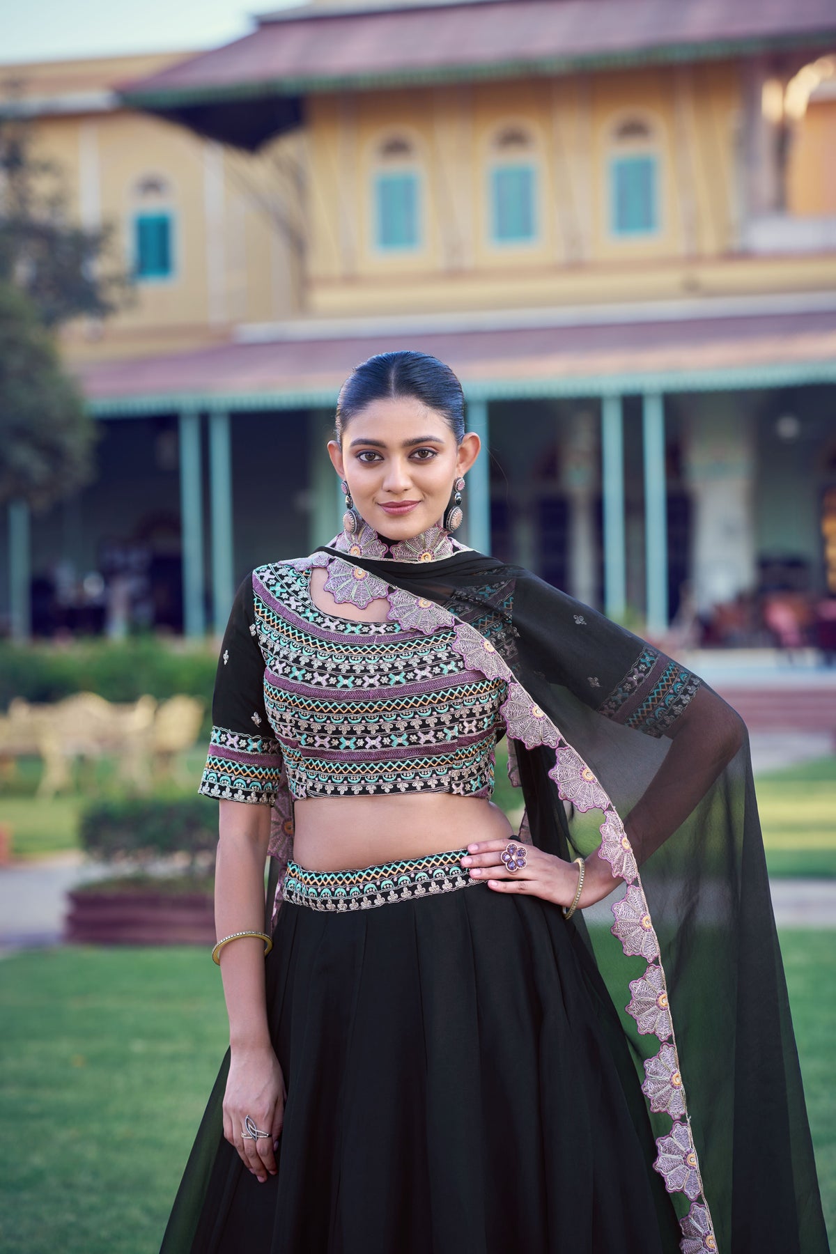 Georgette Thread Embroidery Lehenga With Dupatta