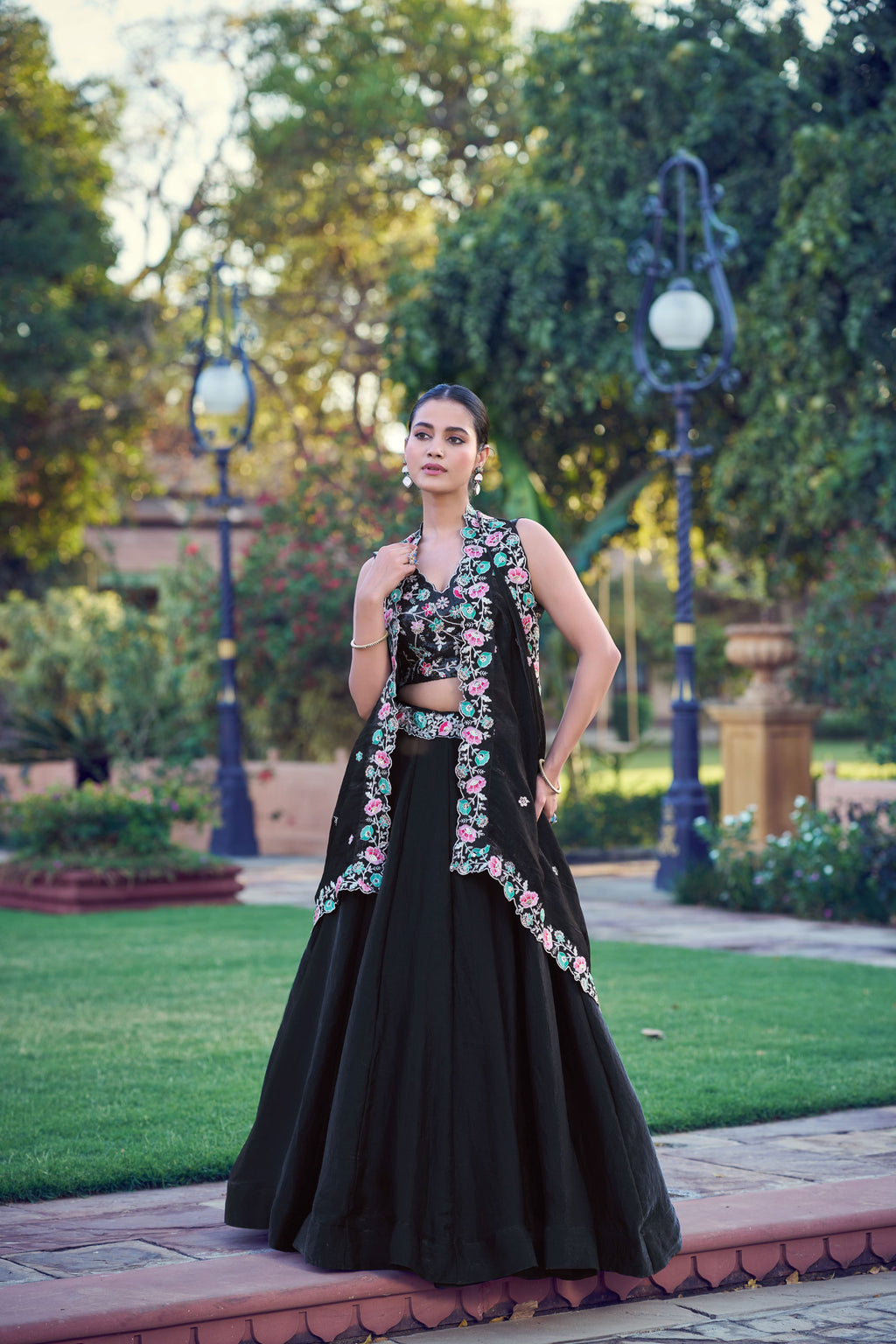 Fendy Silk Thread Embroidery Lehenga With Dupatta