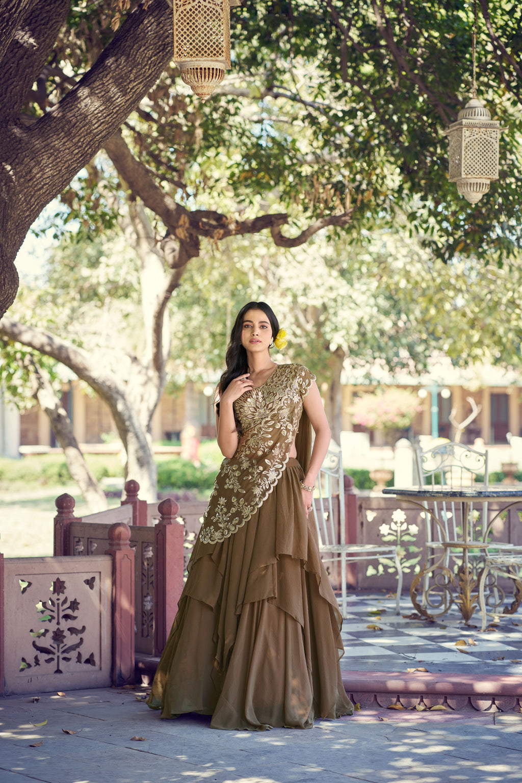 Marble Thread Work Lehenga With Dupatta