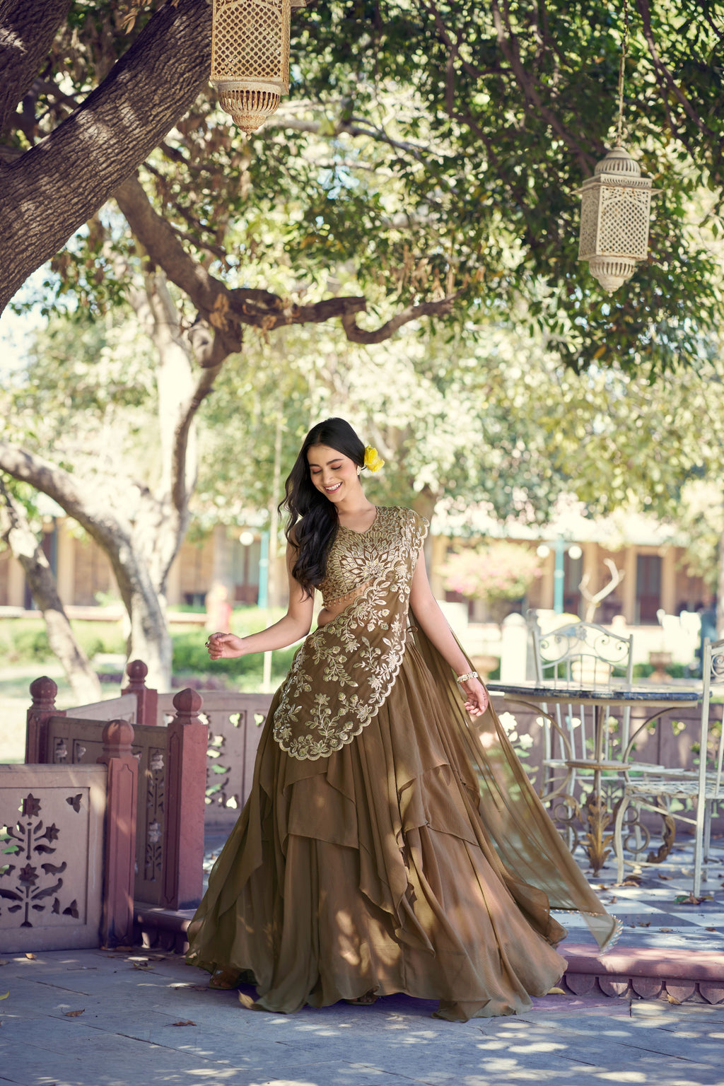 Marble Thread Work Lehenga With Dupatta