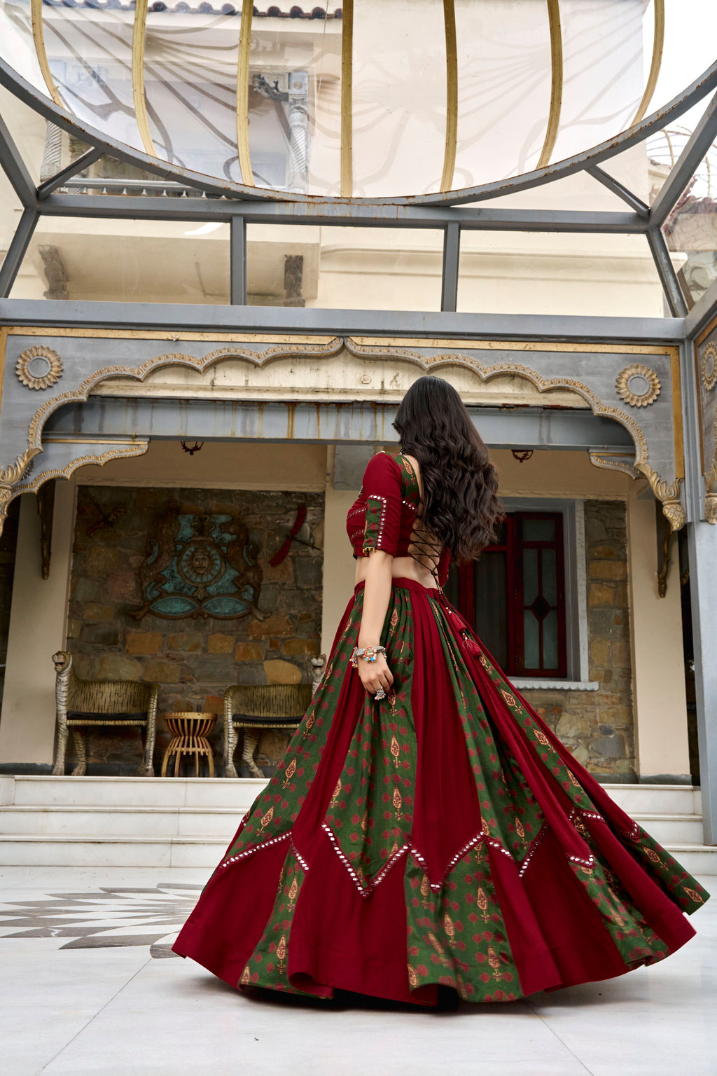 Rayon Printed Navratri Lehenga With Dupatta
