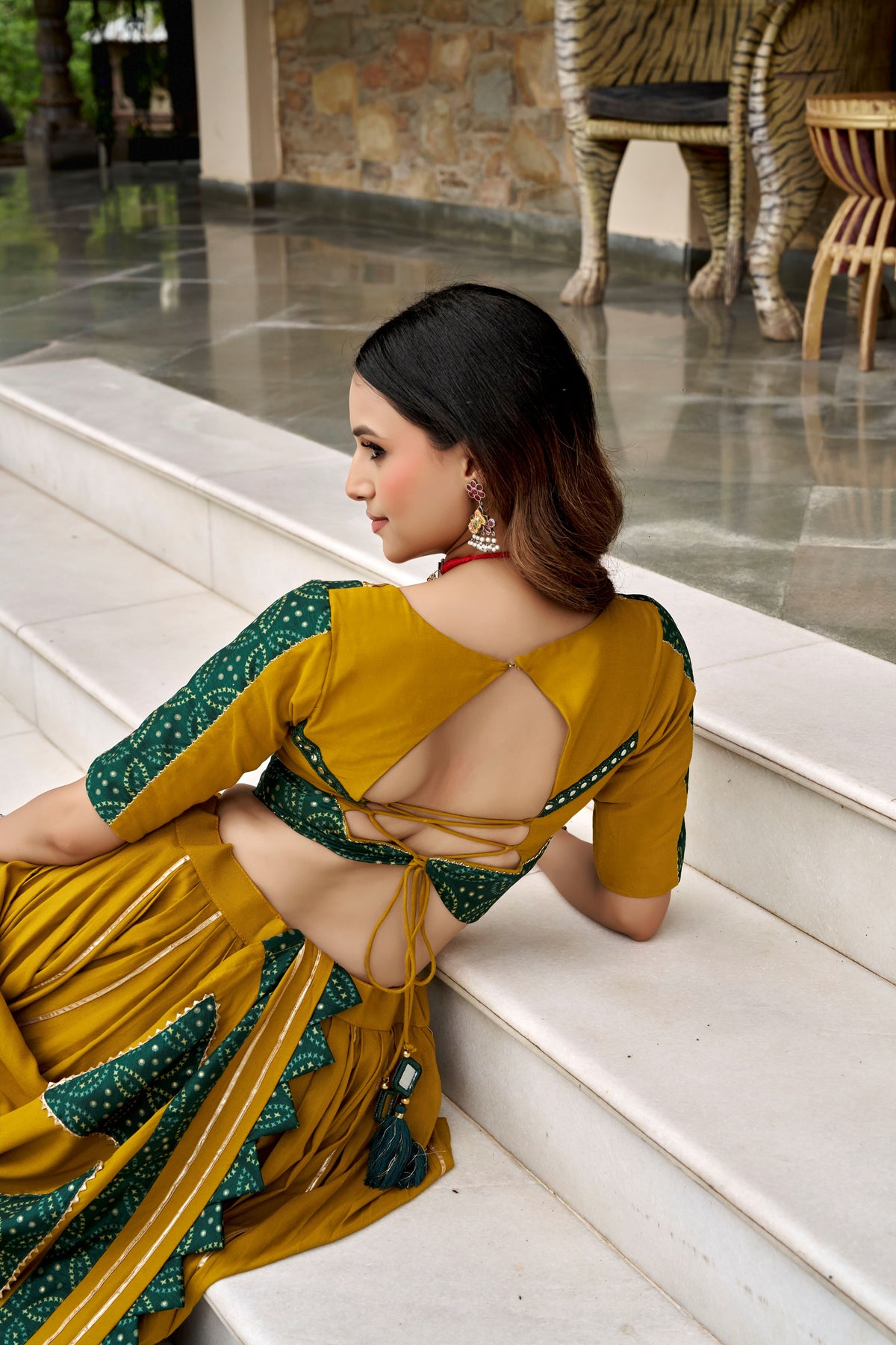 Rayon Printed Navratri Lehenga With Dupatta