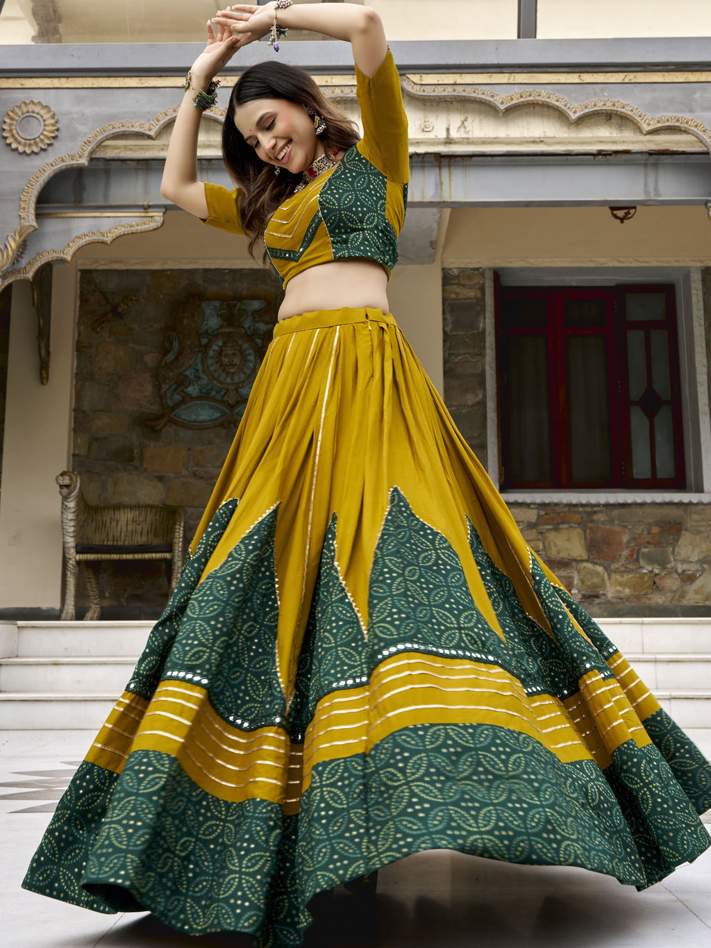 Rayon Printed Navratri Lehenga With Dupatta
