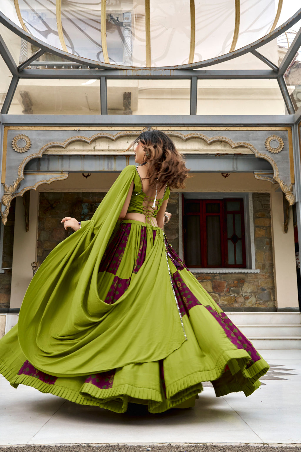 Rayon Printed Navratri Lehenga With Dupatta