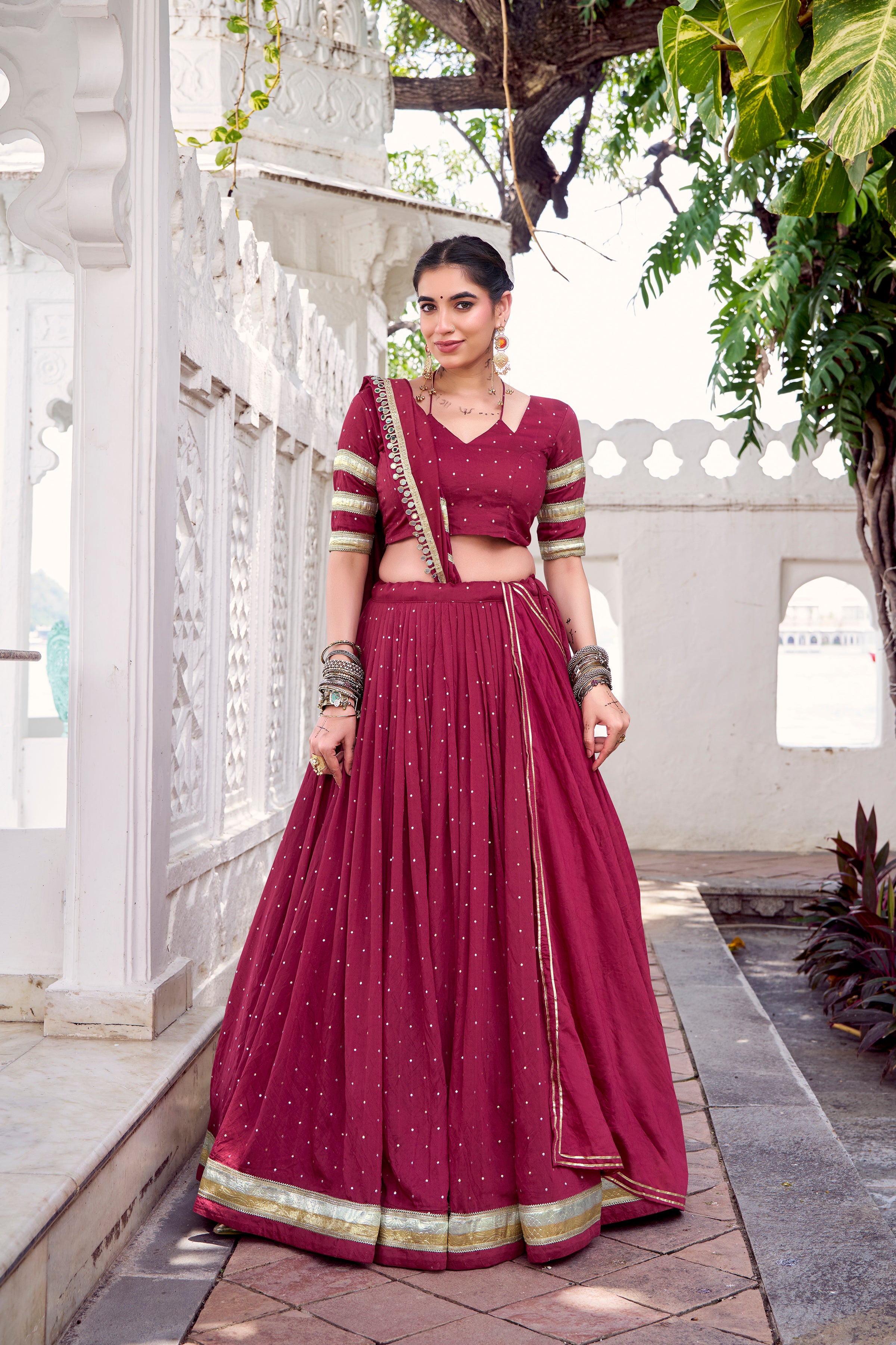 Pure Chanderi Zari Weaving Lehenga With Dupatta