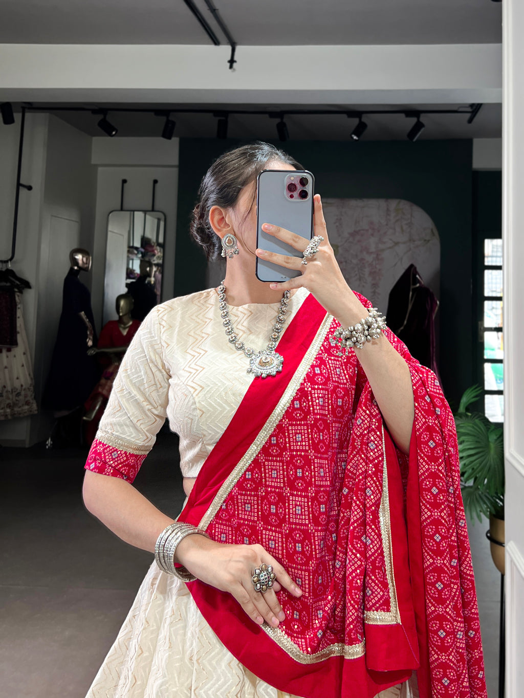 Cotton Bandhej Printed Navratri Lehenga With Dupatta