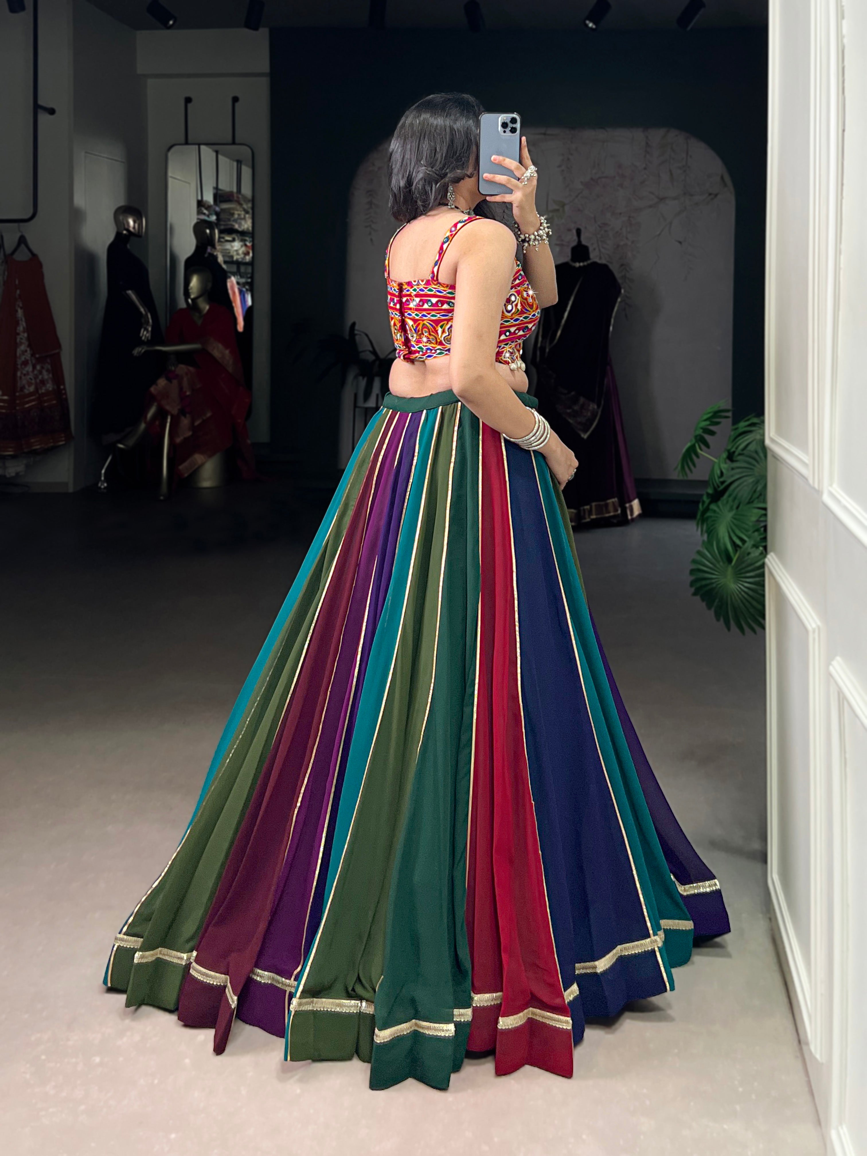 Georgette Gamthi Work Navratri Lehenga