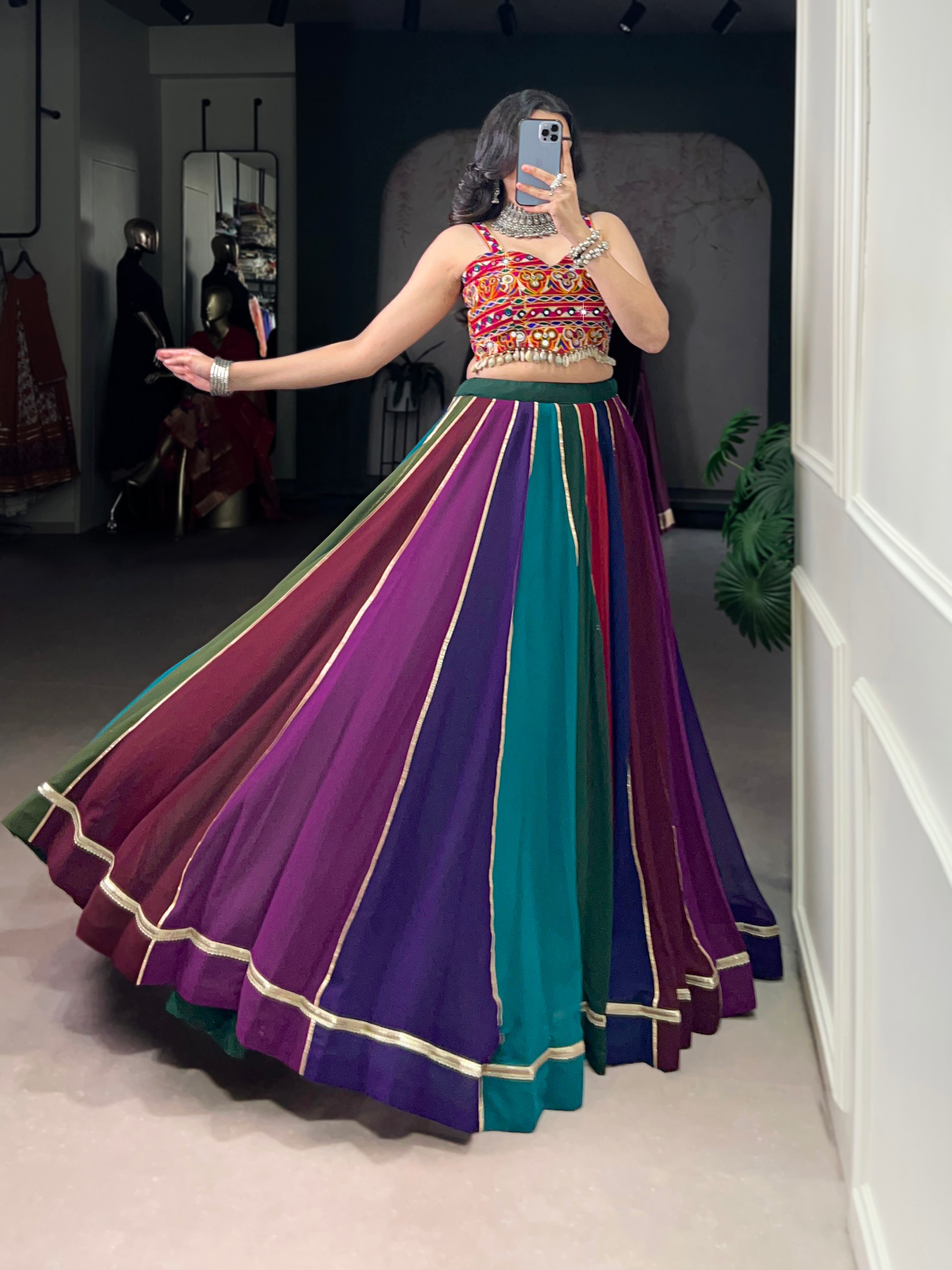 Georgette Gamthi Work Navratri Lehenga