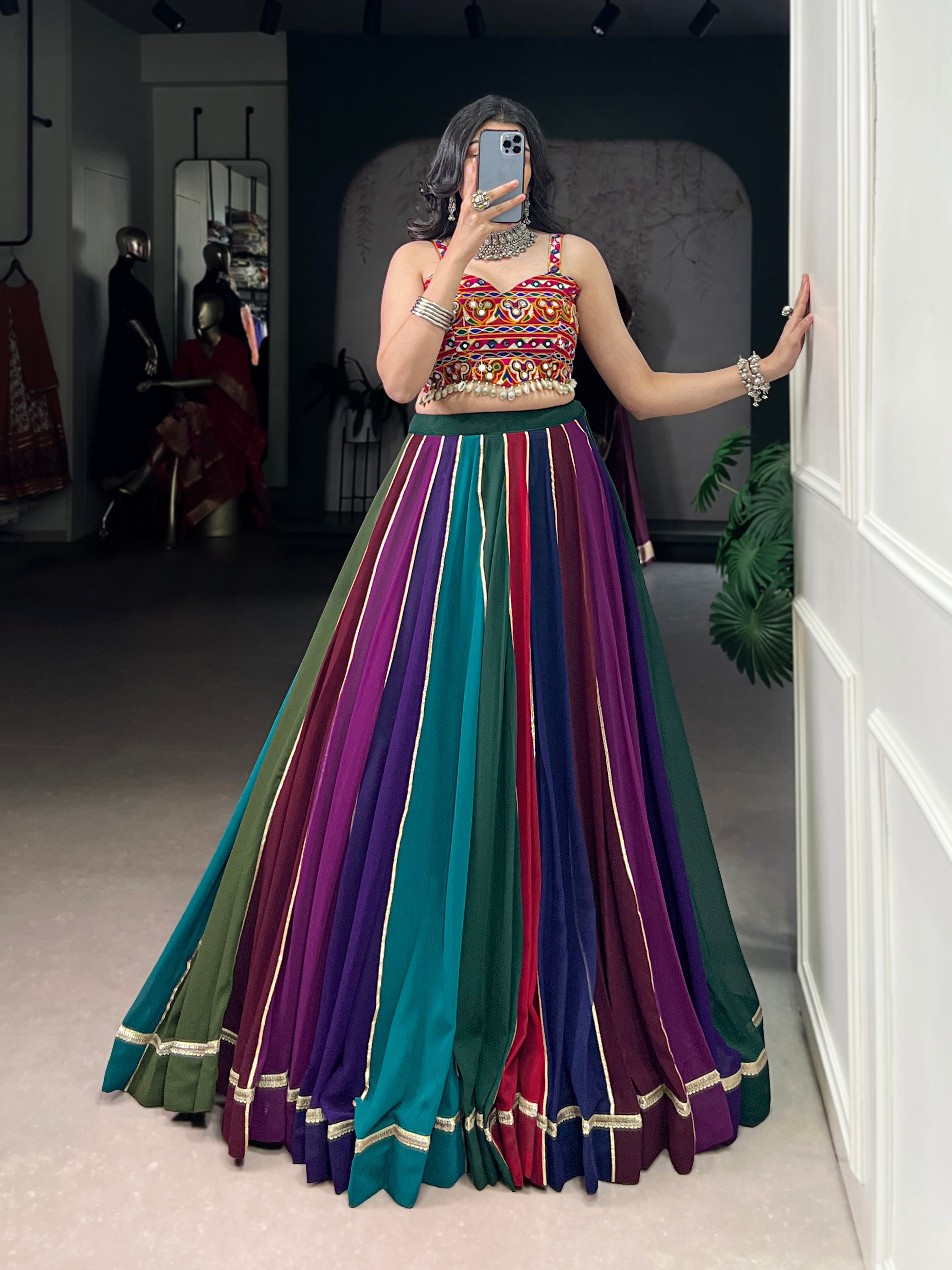 Georgette Gamthi Work Navratri Lehenga