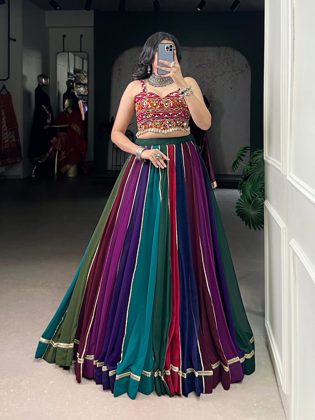 Georgette Gamthi Work Navratri Lehenga