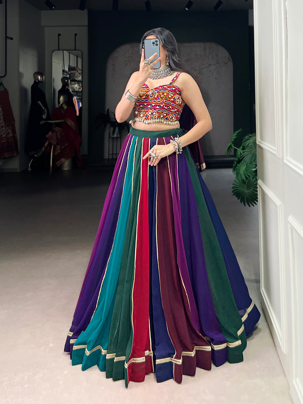 Georgette Gamthi Work Navratri Lehenga