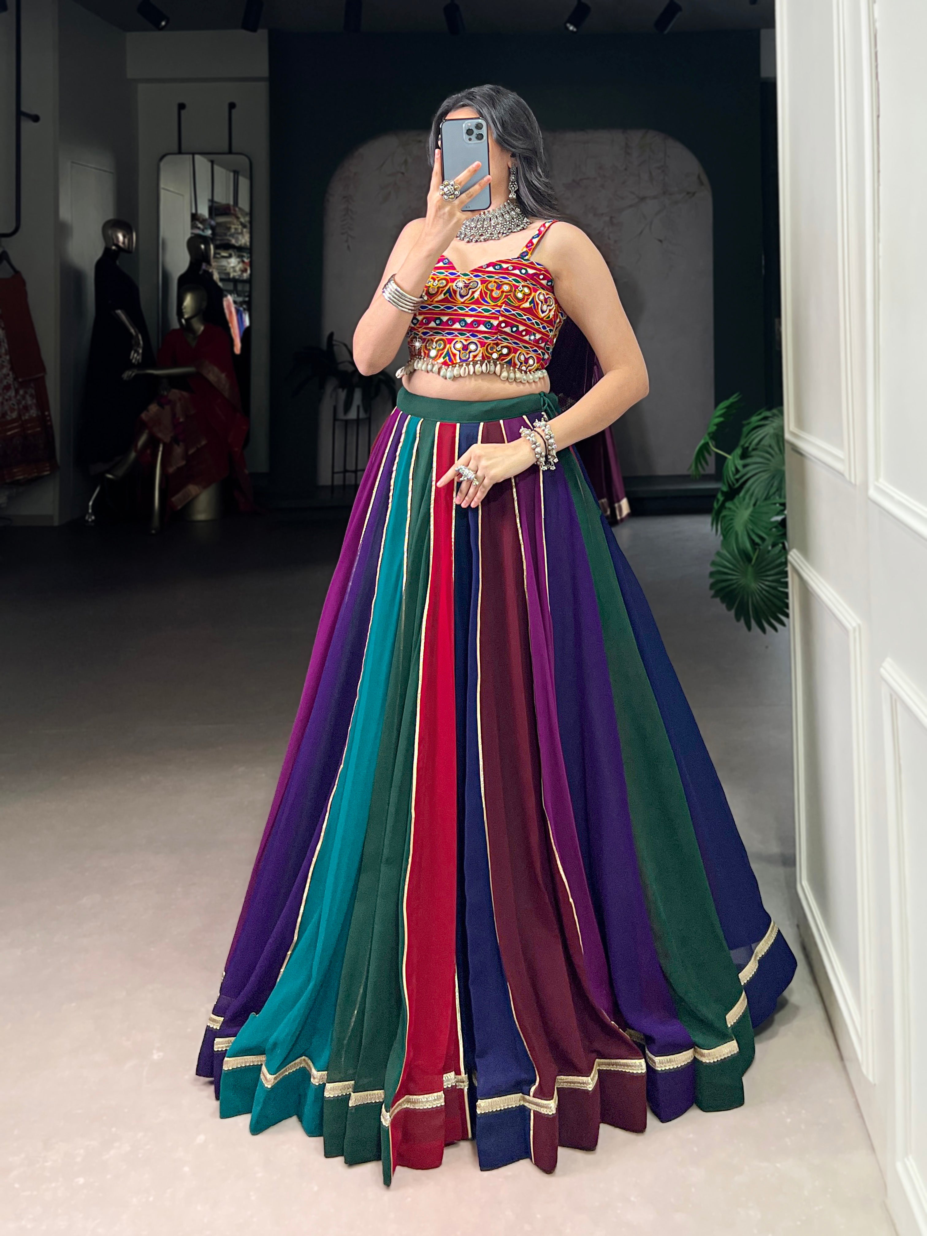 Georgette Gamthi Work Navratri Lehenga
