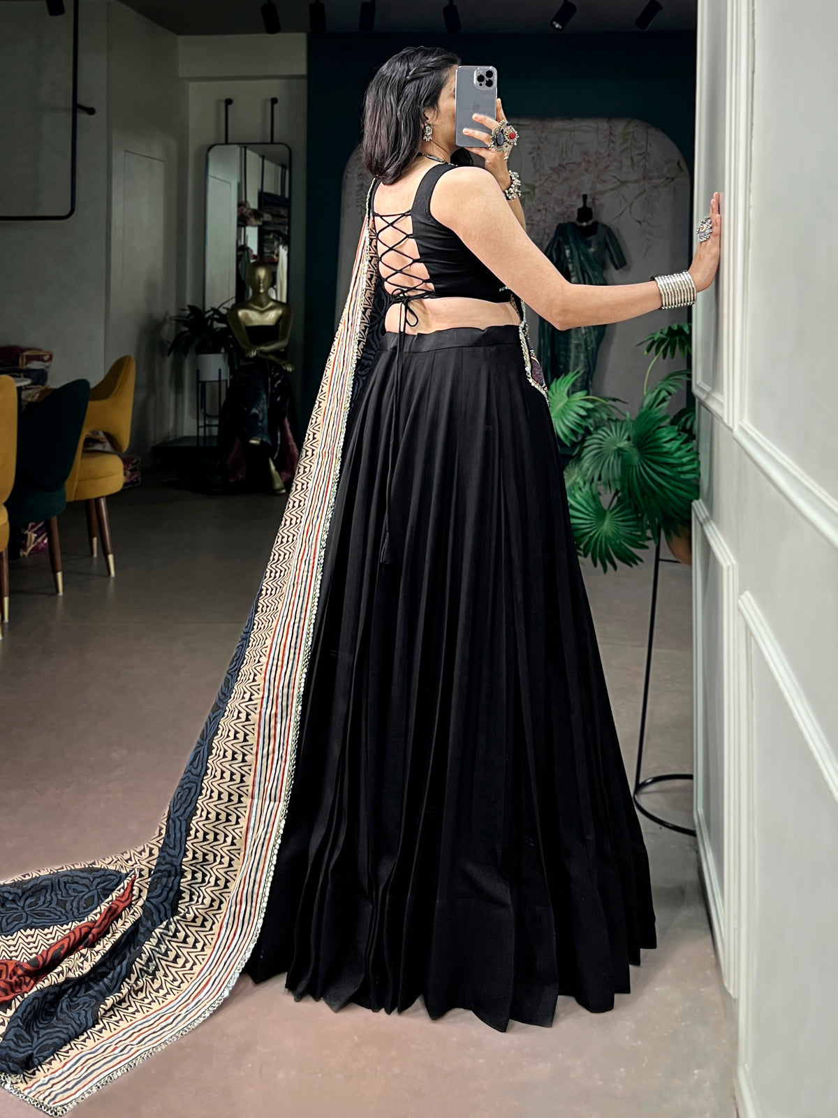 Rayon Plain Navratri Lehenga With Dupatta
