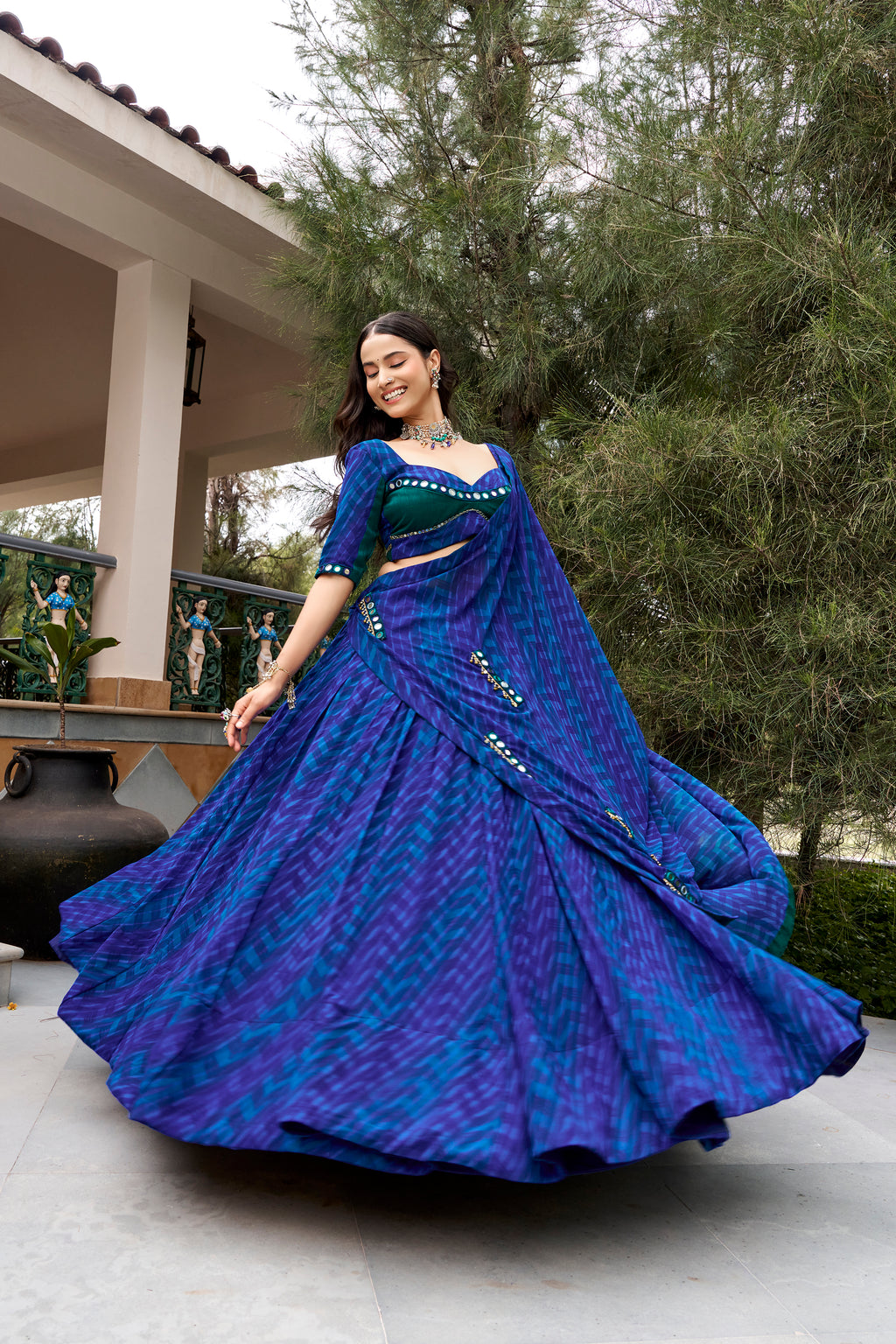Georgette Mirror Work Navratri Lehenga With Dupatta