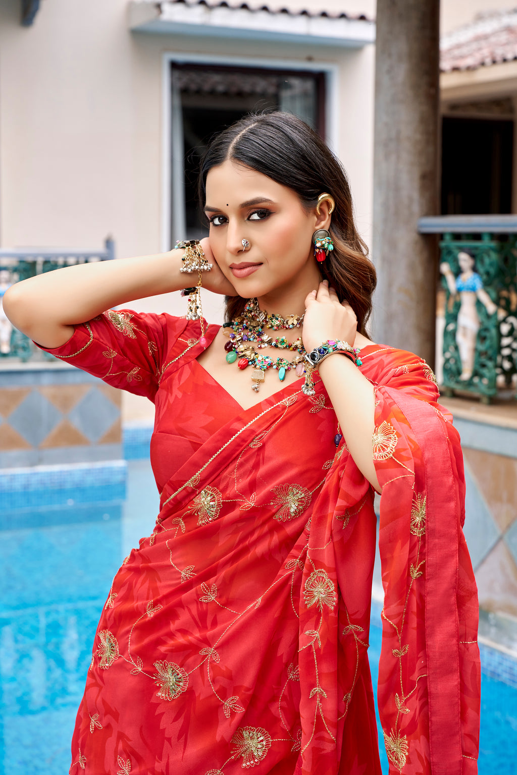 Georgette Mirror Work Navratri Lehenga With Dupatta