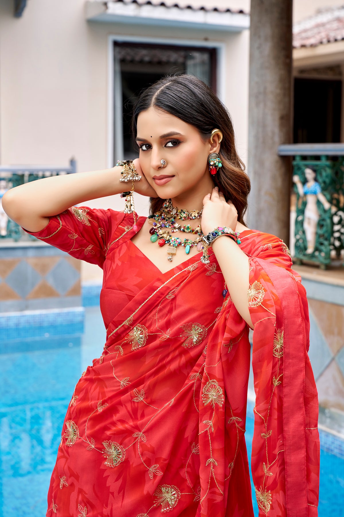 Georgette Mirror Work Navratri Lehenga With Dupatta