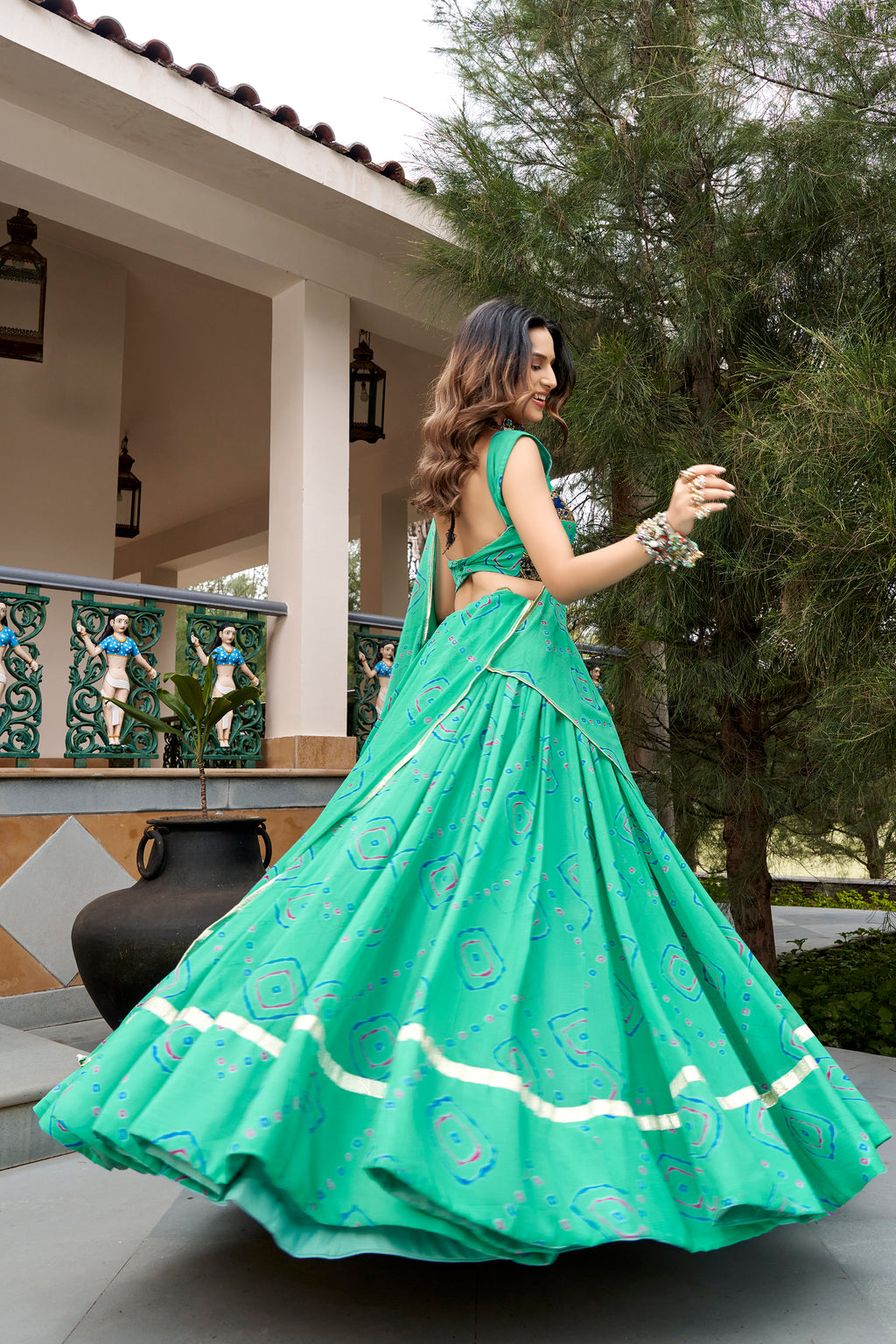 Bandhej Printed Navratri Lehenga With Dupatta