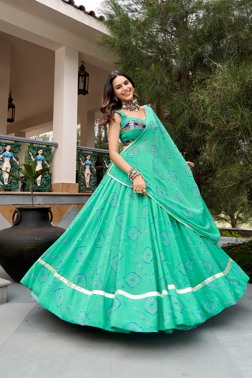 Bandhej Printed Navratri Lehenga With Dupatta