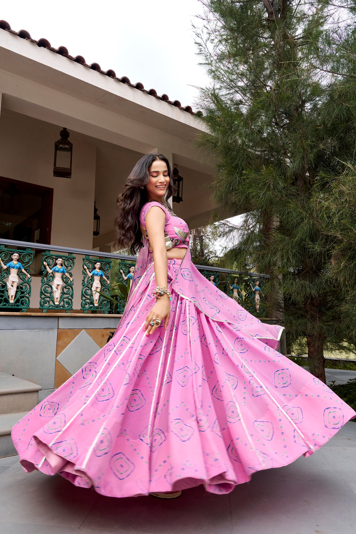 Bandhej Printed Navratri Lehenga With Dupatta